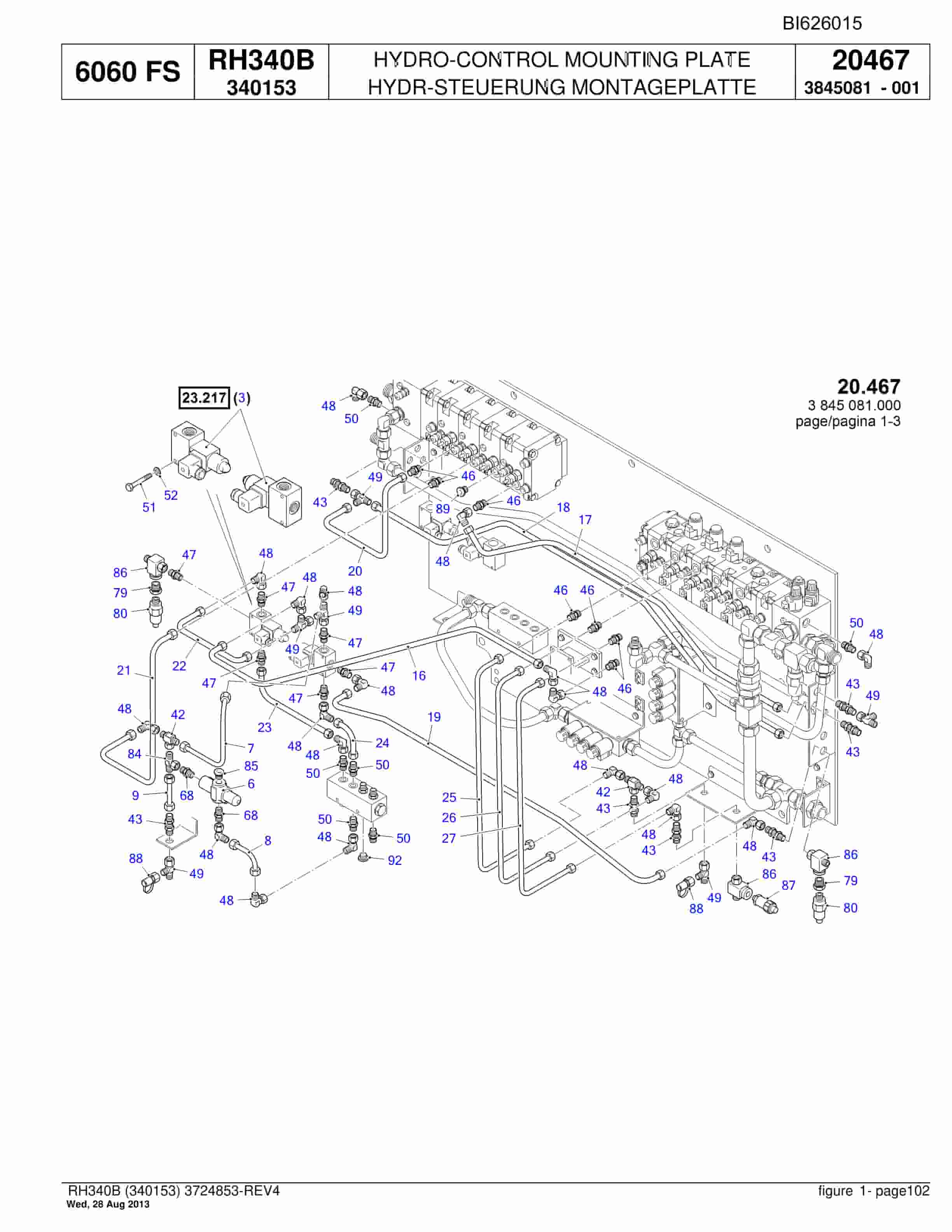 Bucyrus RH340B Hydraulic Excavator Parts Catalog BI626015-2