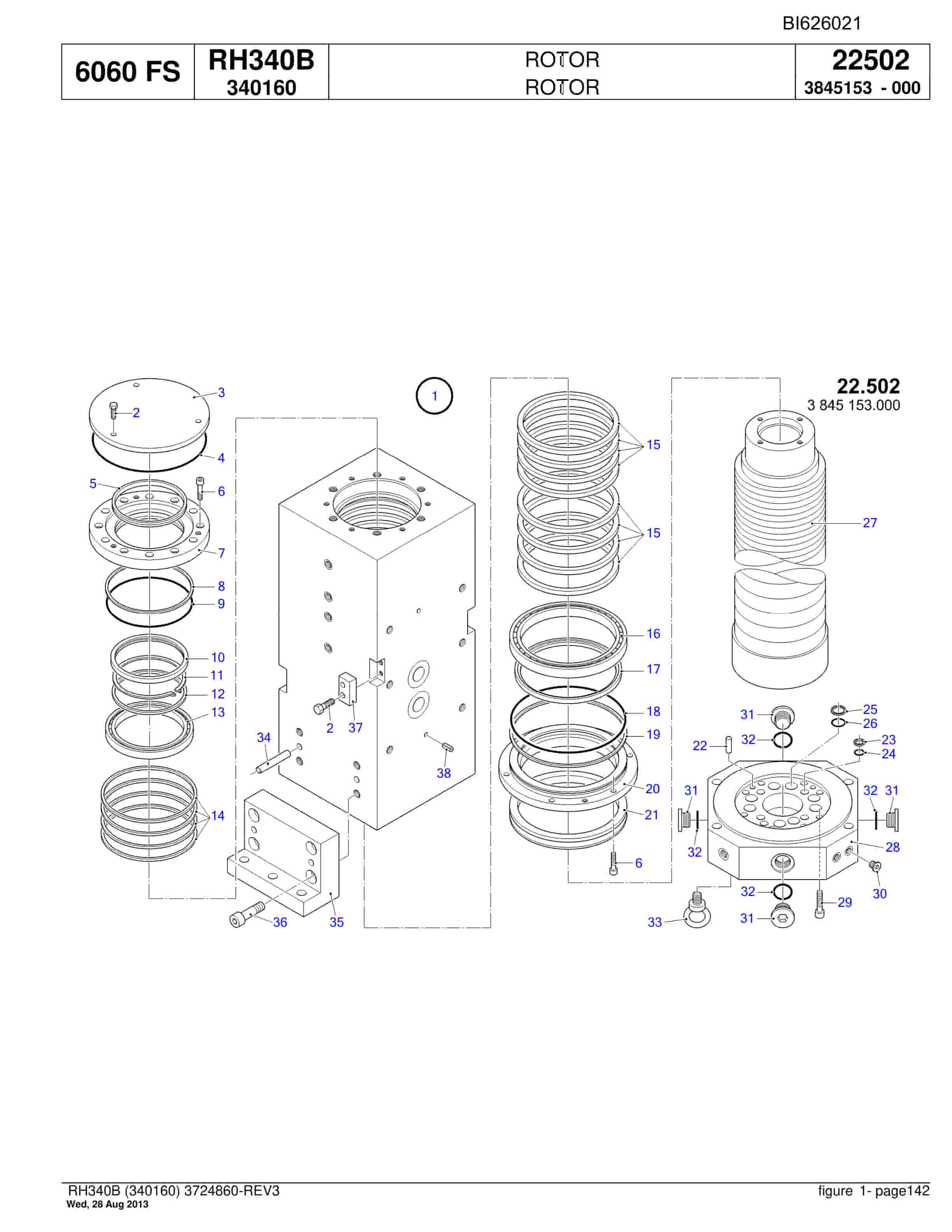 Bucyrus RH340B Hydraulic Excavator Parts Catalog BI626021-3