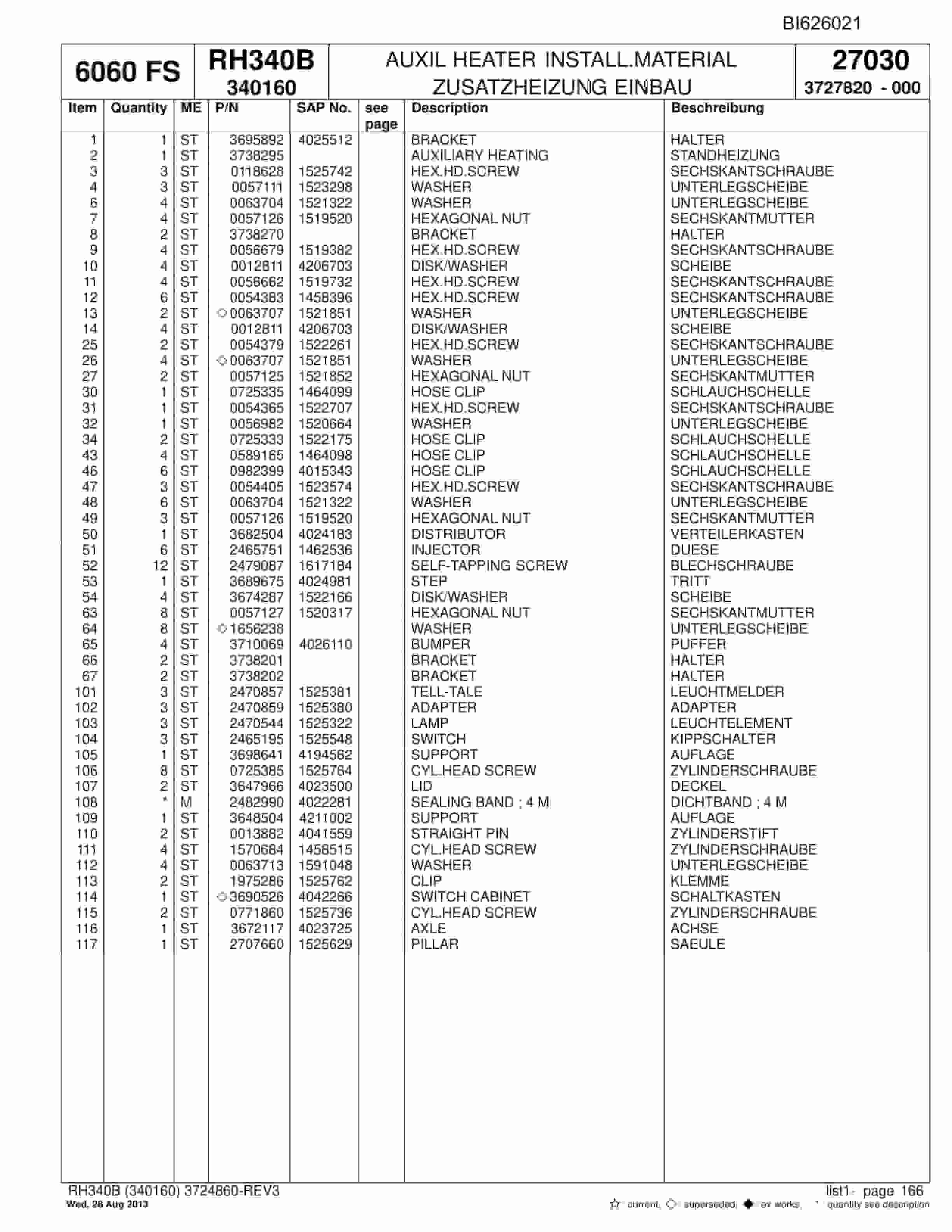 Bucyrus RH340B Hydraulic Excavator Parts Catalog BI626021-4