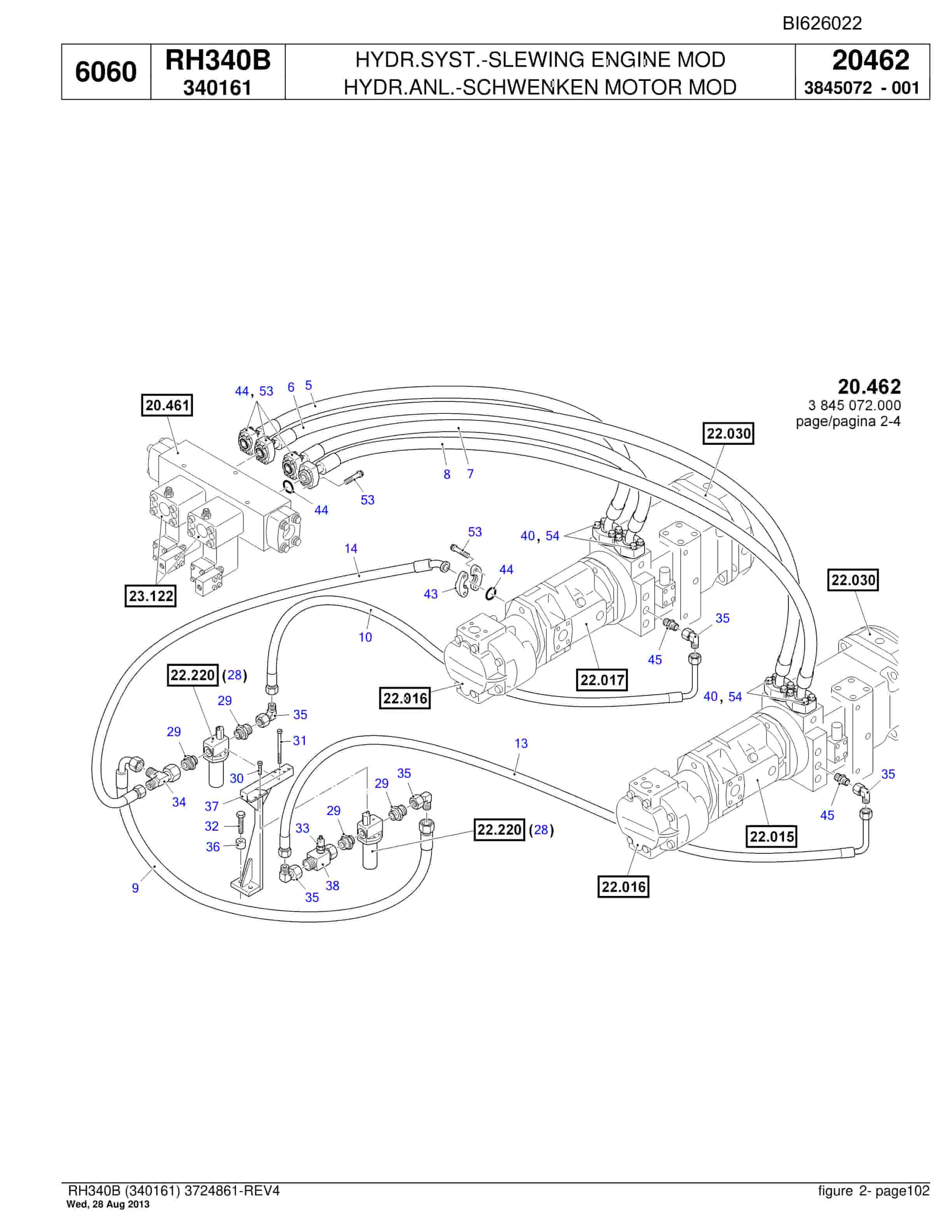 Bucyrus RH340B Hydraulic Excavator Parts Catalog BI626022-2