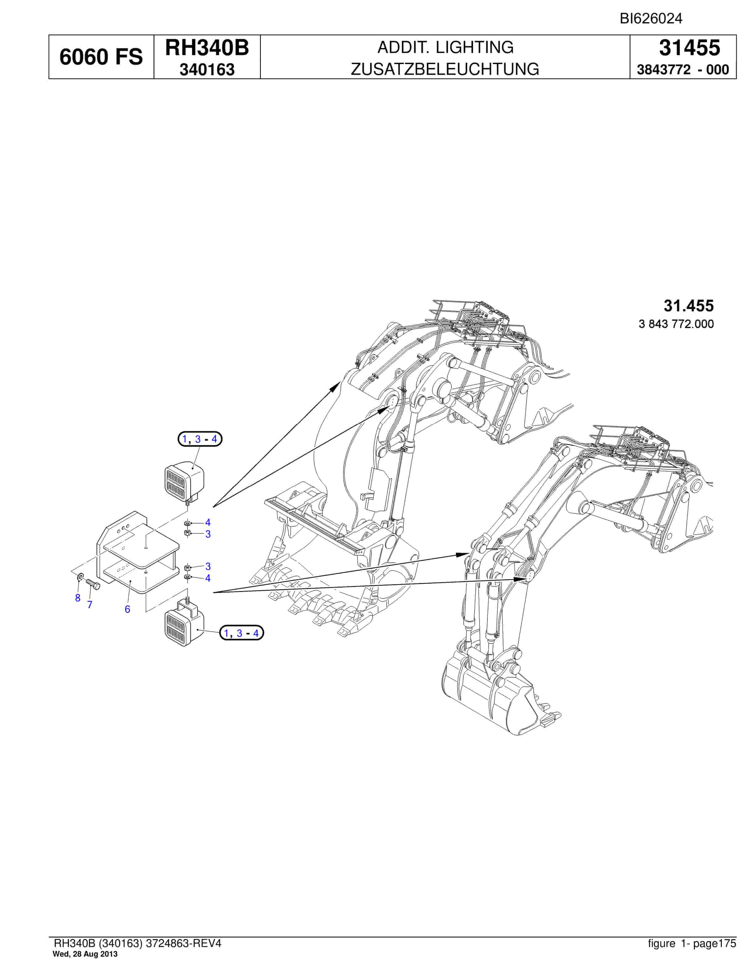Bucyrus RH340B Hydraulic Excavator Parts Catalog BI626024-5