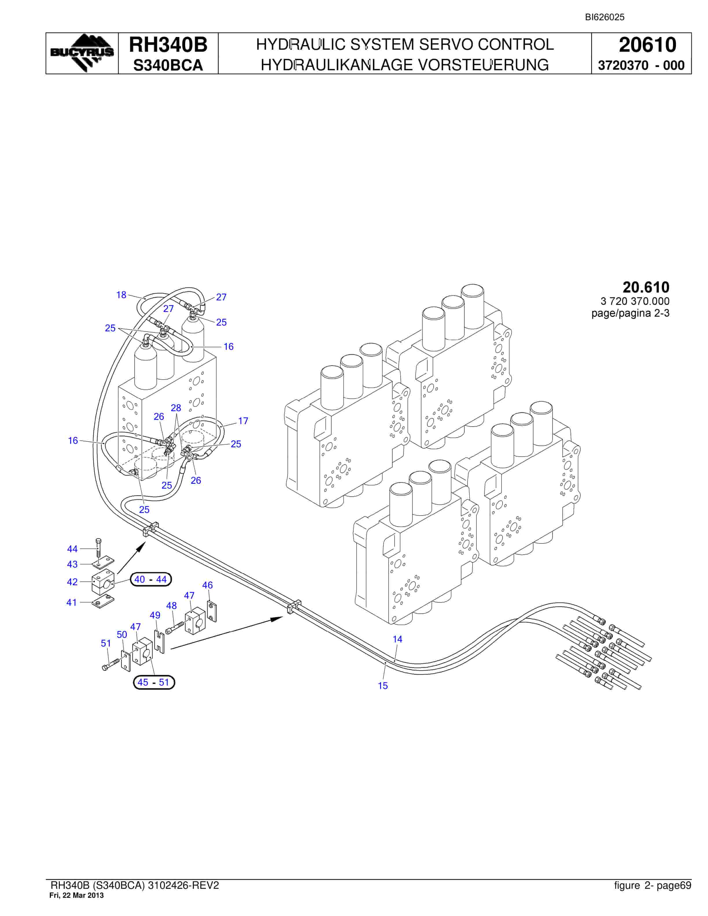 Bucyrus RH340B Hydraulic Excavator Parts Catalog BI626025-2