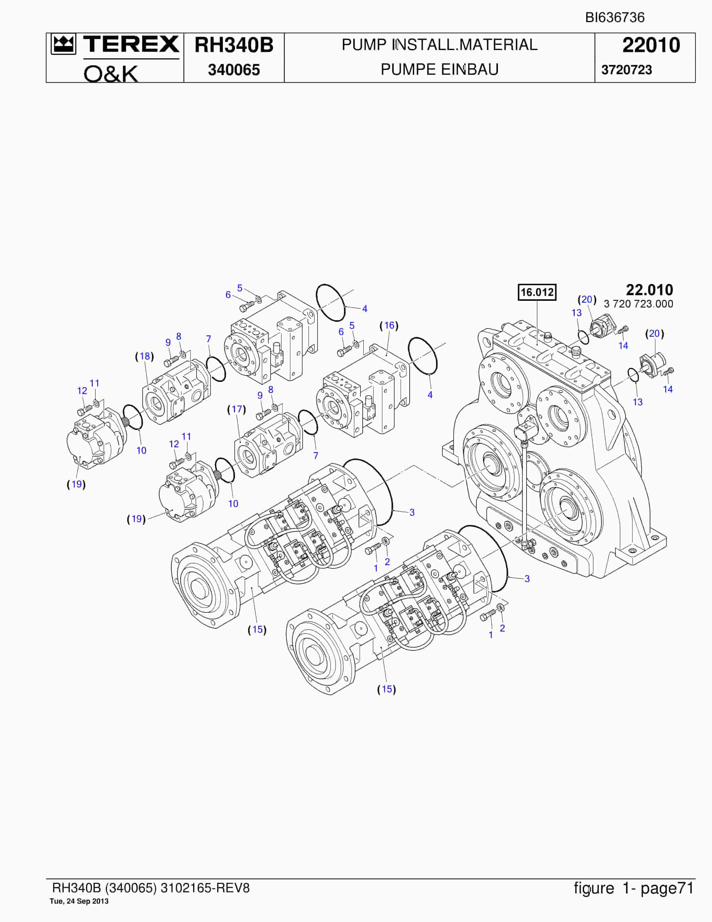 Bucyrus RH340B Hydraulic Excavator Parts Catalog BI636736-2