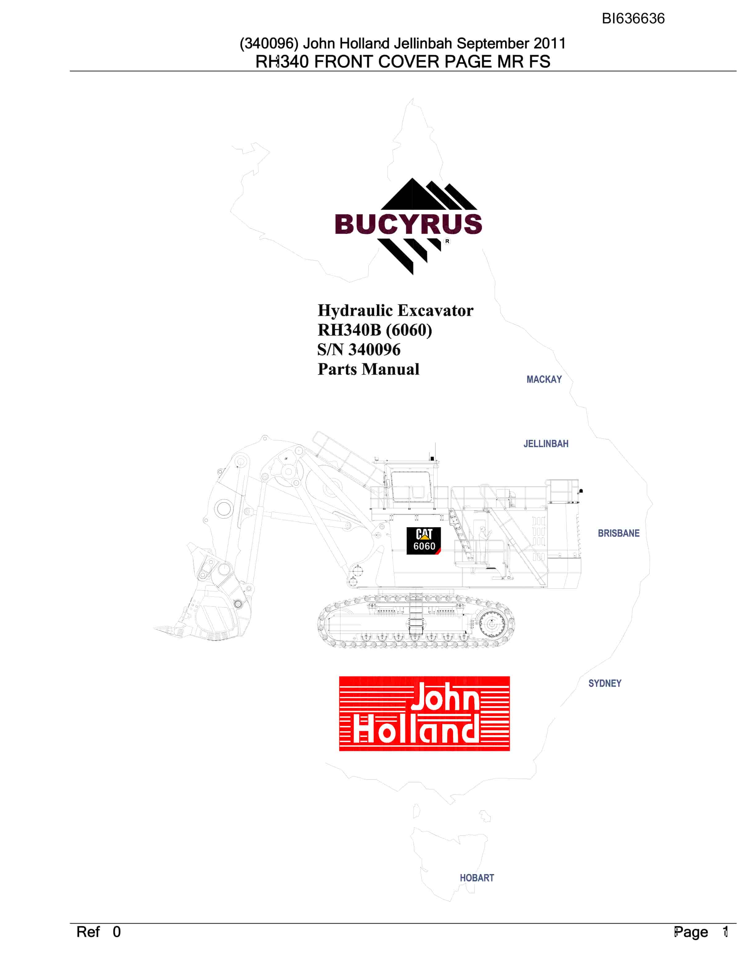 Bucyrus RH340B Hydraulic Excavator Parts Manual BI636636