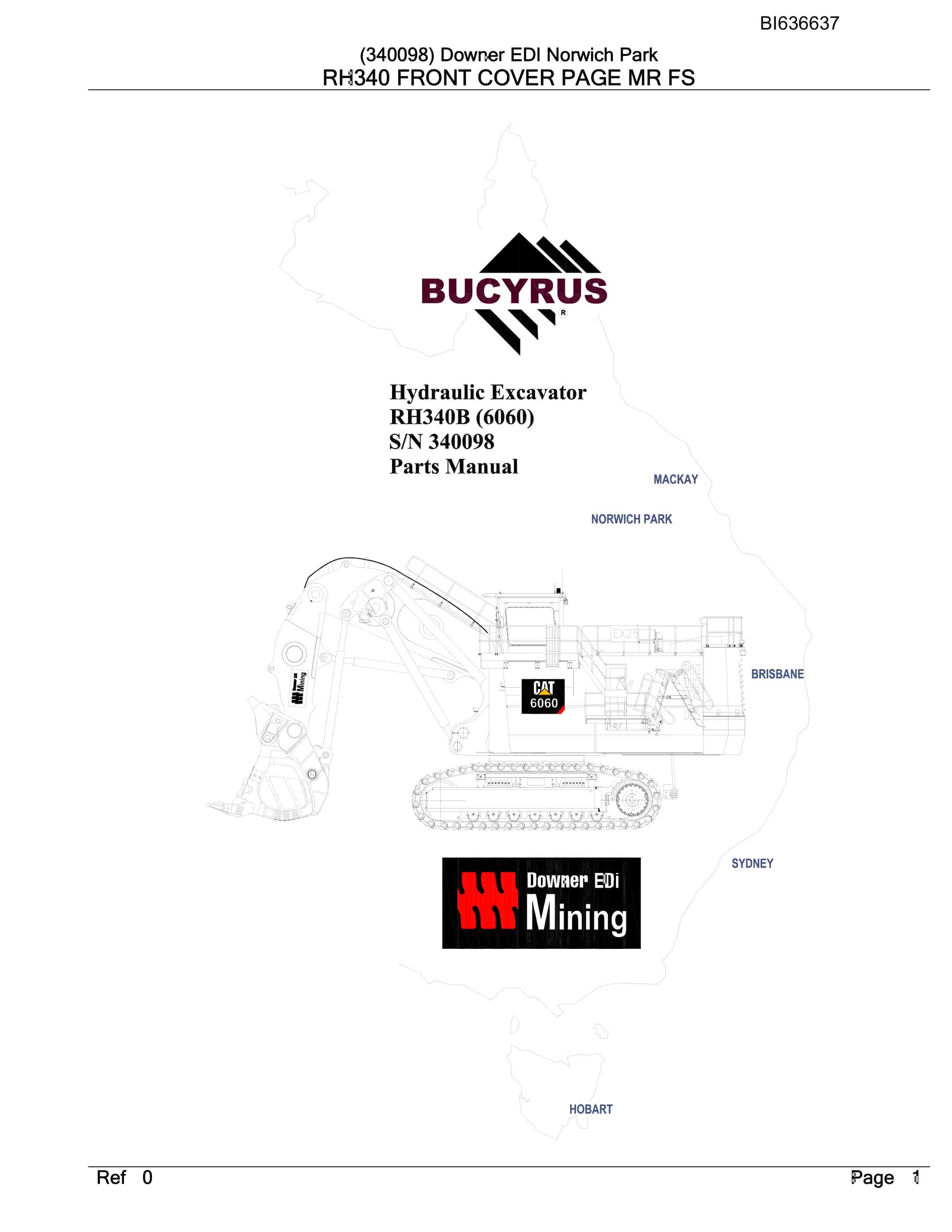 Bucyrus RH340B Hydraulic Excavator Parts Manual BI636637