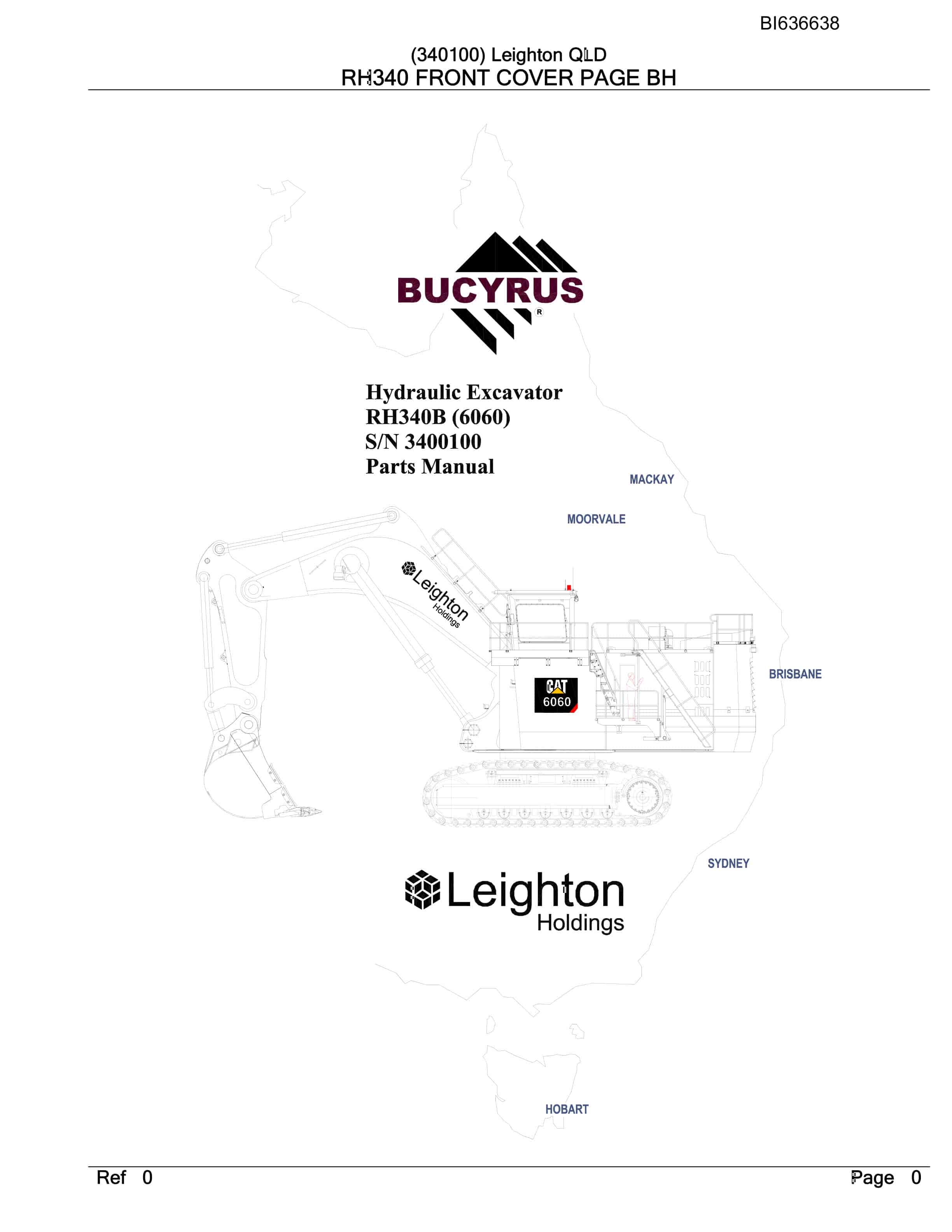 Bucyrus RH340B Hydraulic Excavator Parts Manual BI636638