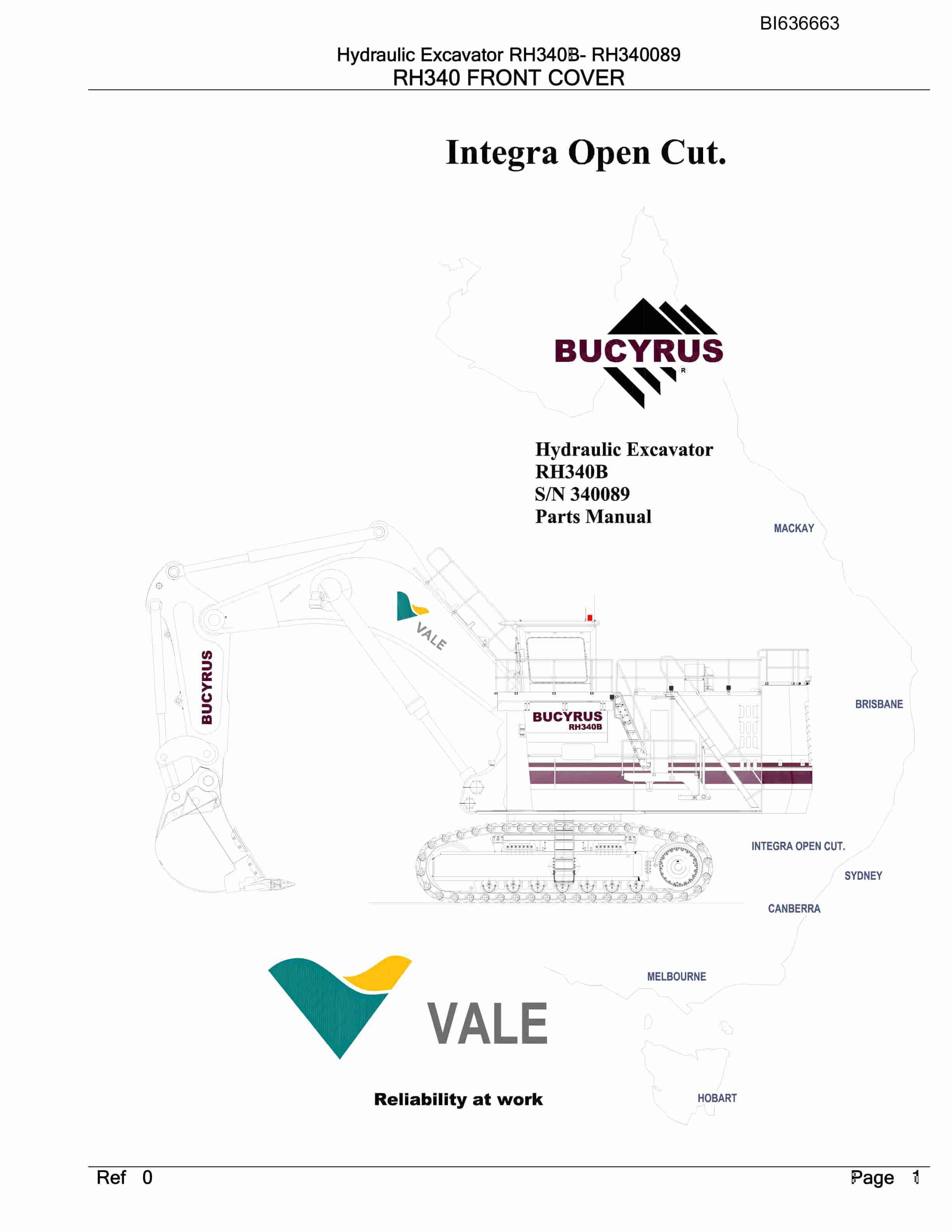 Bucyrus RH340B Hydraulic Excavator Parts Manual BI636663