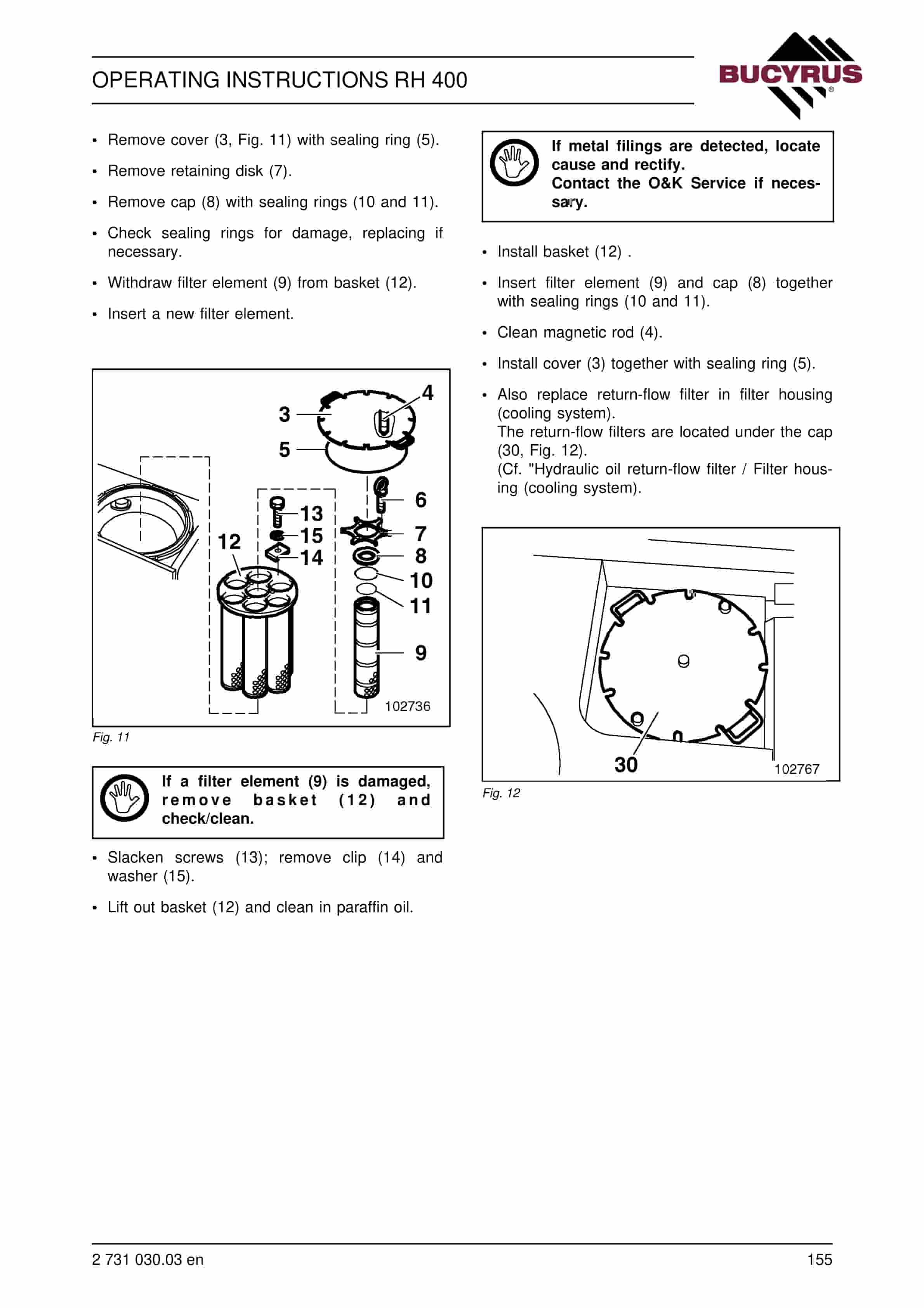 Bucyrus RH400 Hydraulic Excavator Operating Instructions 2731030.03-3