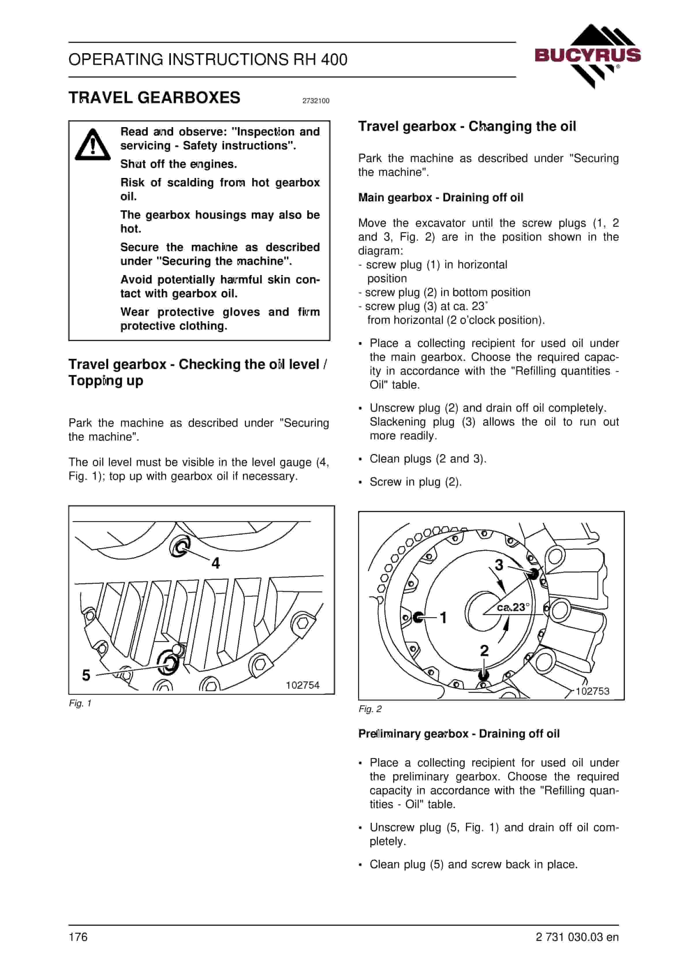 Bucyrus RH400 Hydraulic Excavator Operating Instructions 2731030.03-4
