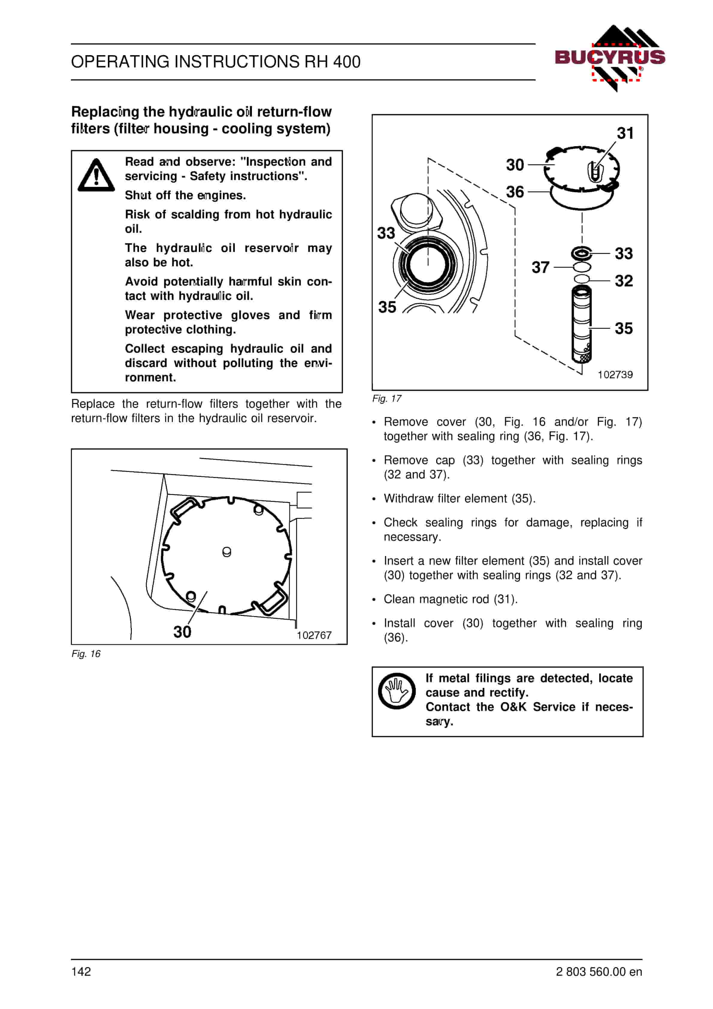Bucyrus RH400 Hydraulic Excavator Operating Instructions 2803560-3