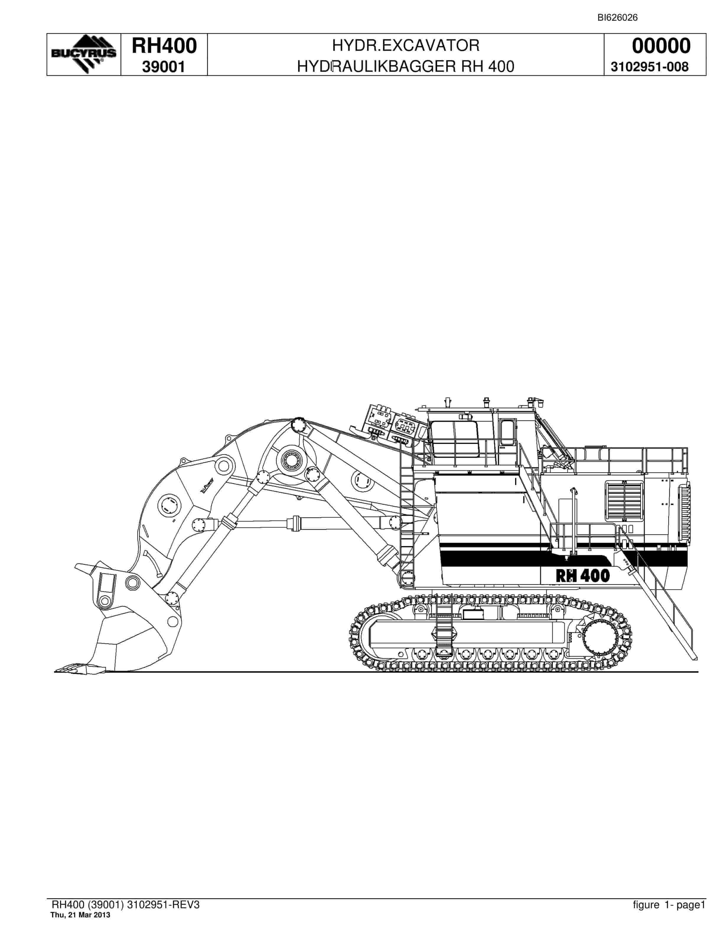 Bucyrus RH400 Hydraulic Excavator Parts Catalog BI626026