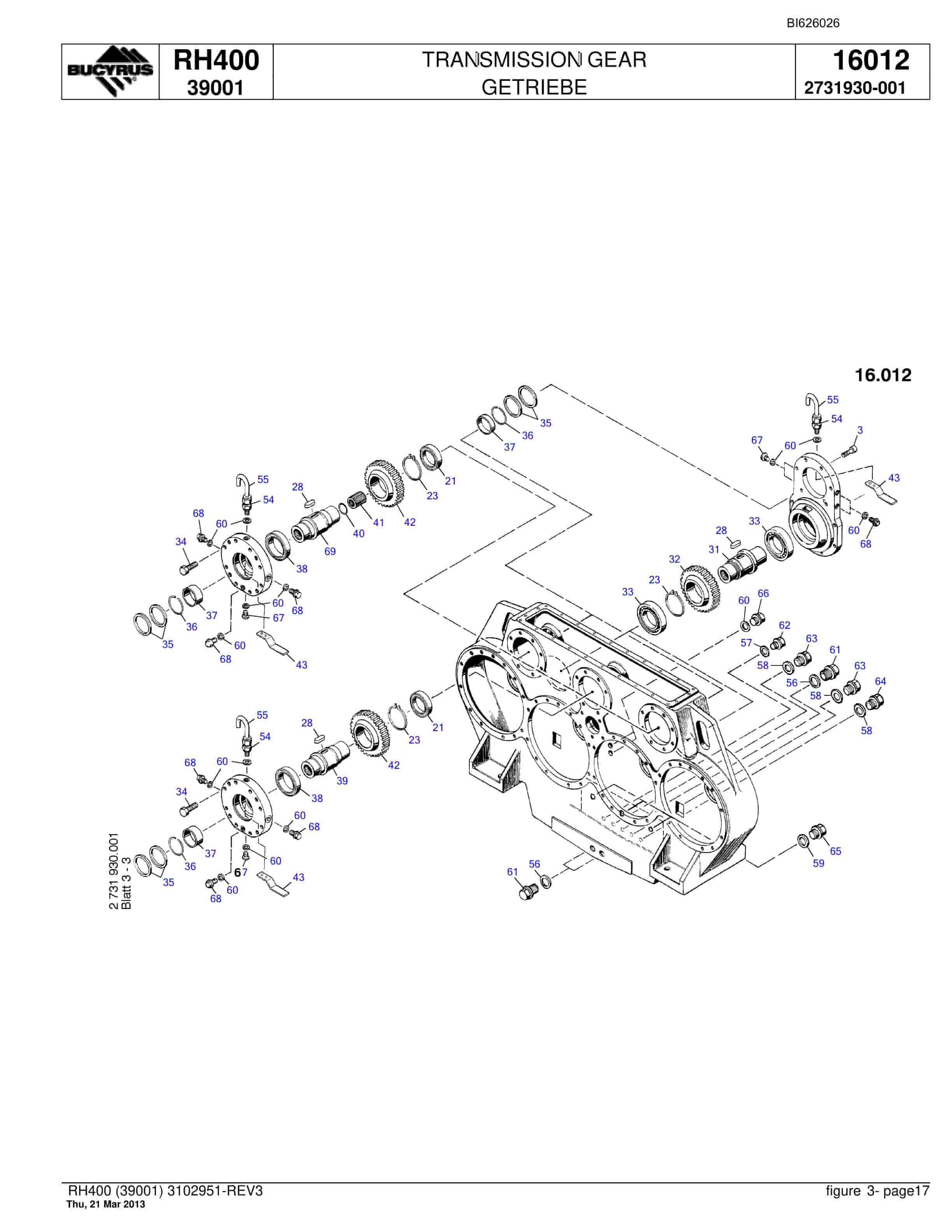 Bucyrus RH400 Hydraulic Excavator Parts Catalog BI626026-2
