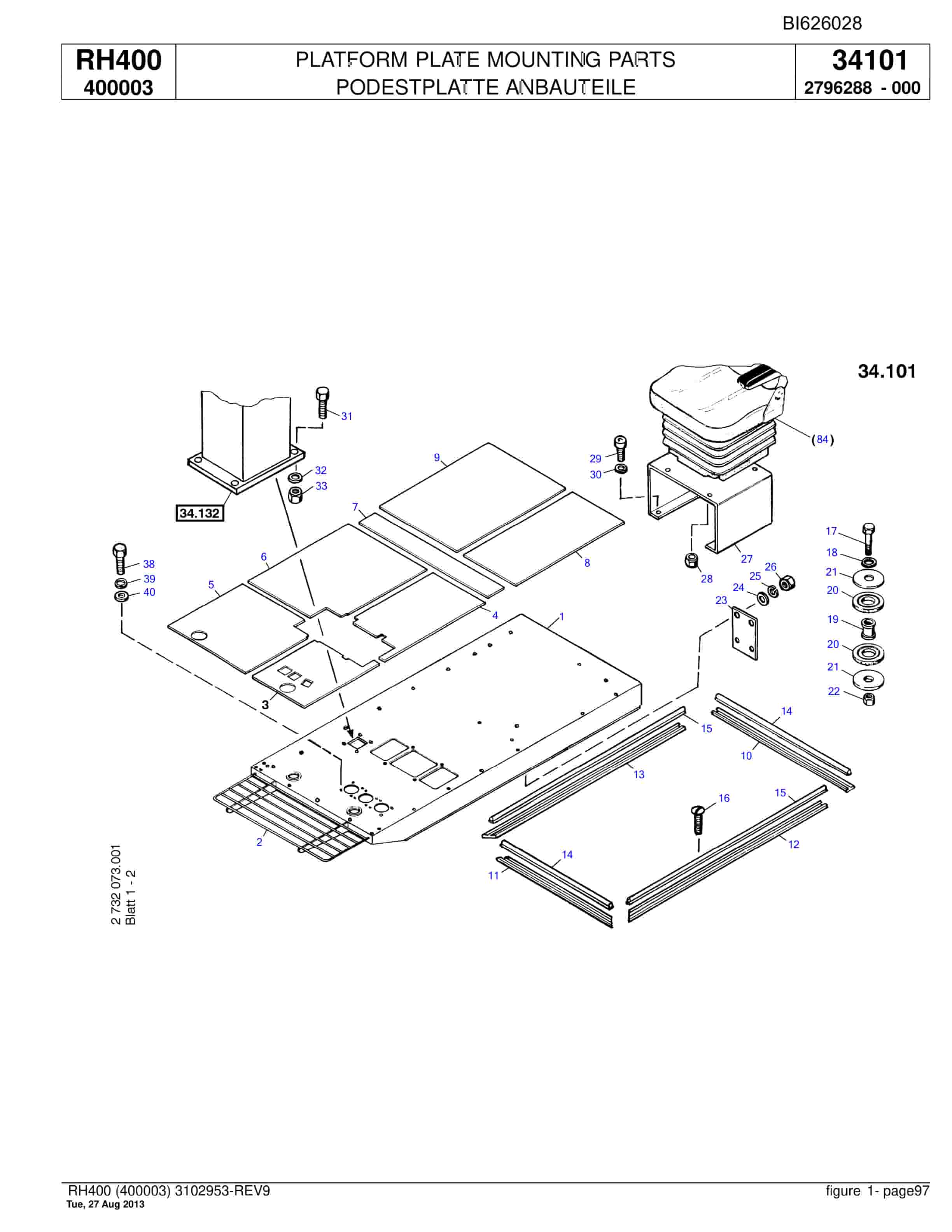 Bucyrus RH400 Hydraulic Excavator Parts Catalog BI626028-5