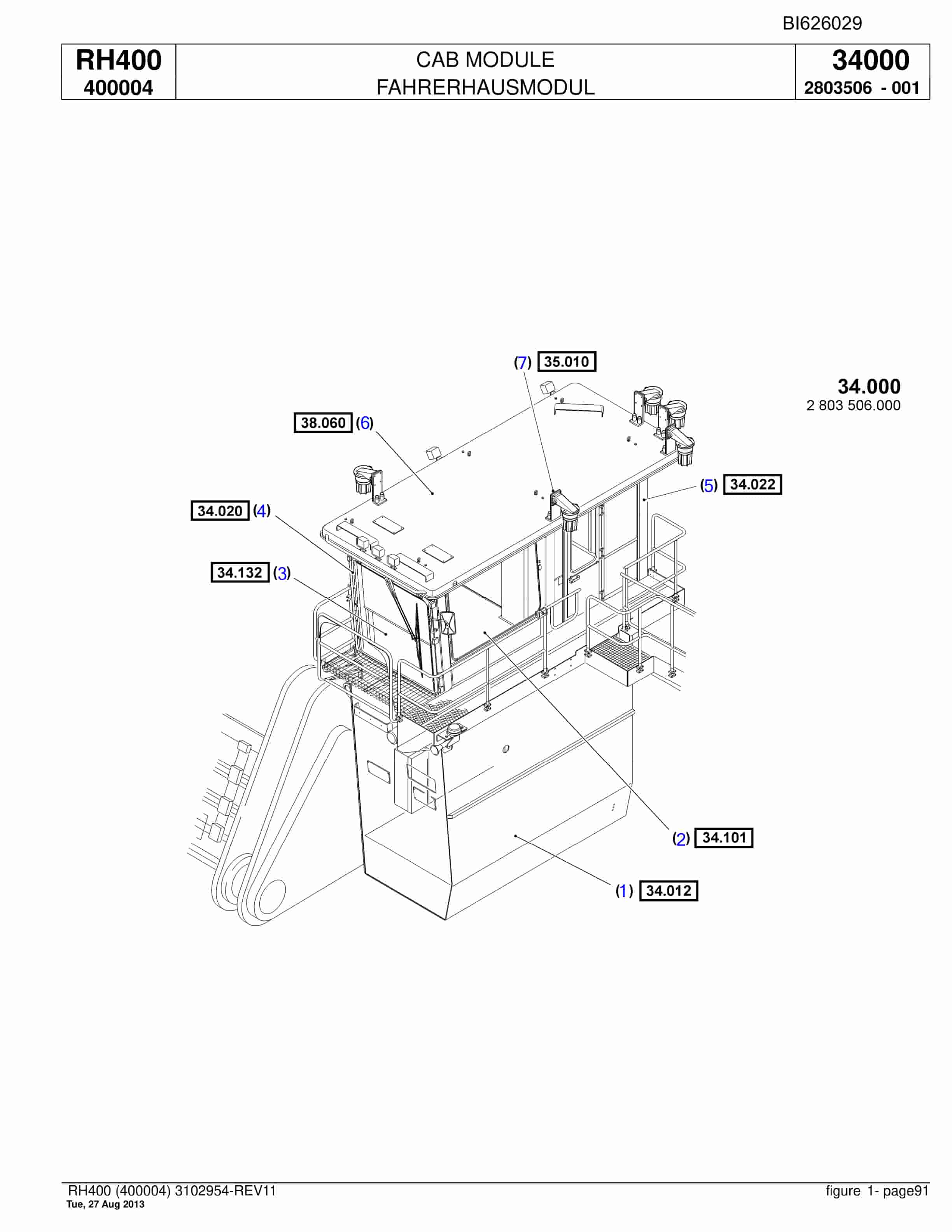Bucyrus RH400 Hydraulic Excavator Parts Catalog BI626029-4