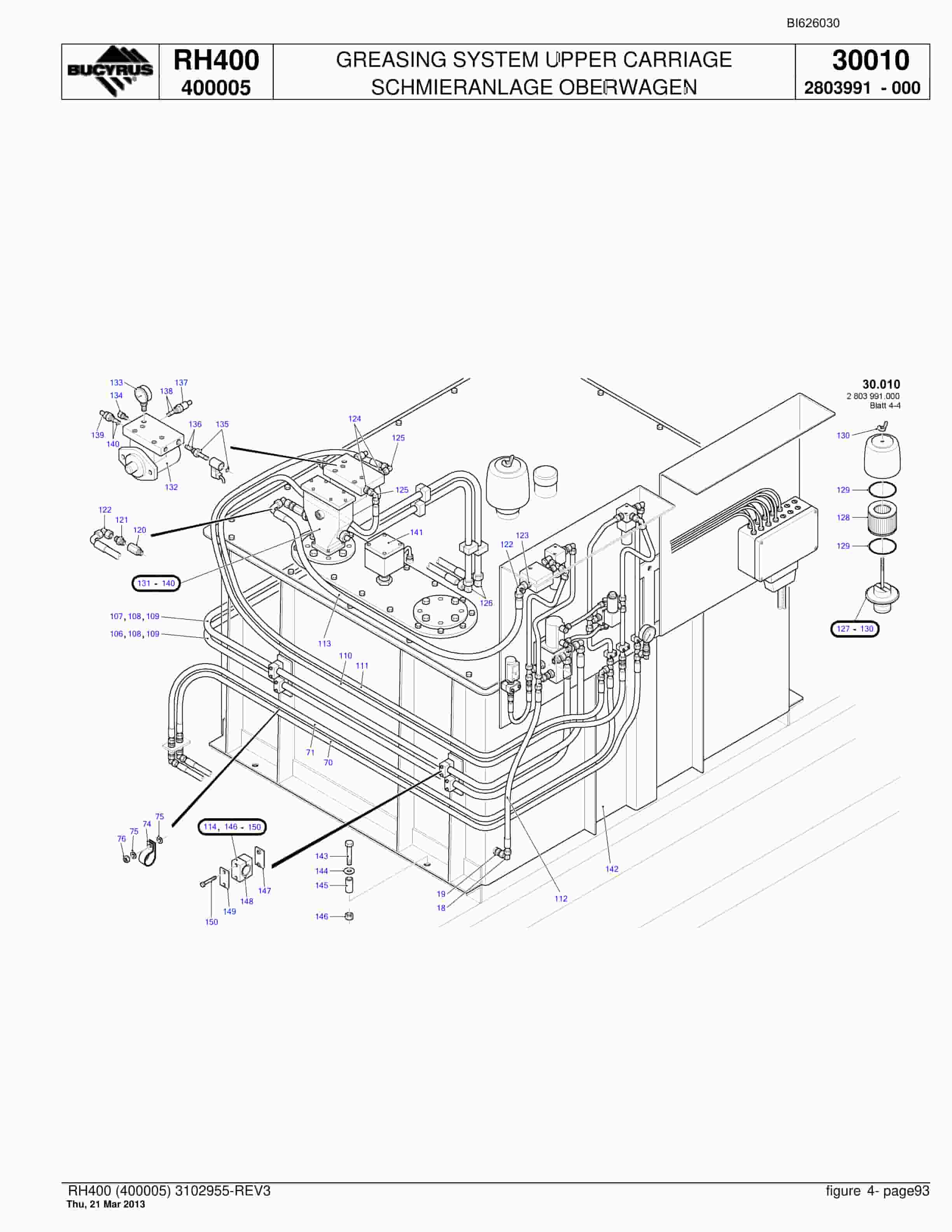 Bucyrus RH400 Hydraulic Excavator Parts Catalog BI626030-3
