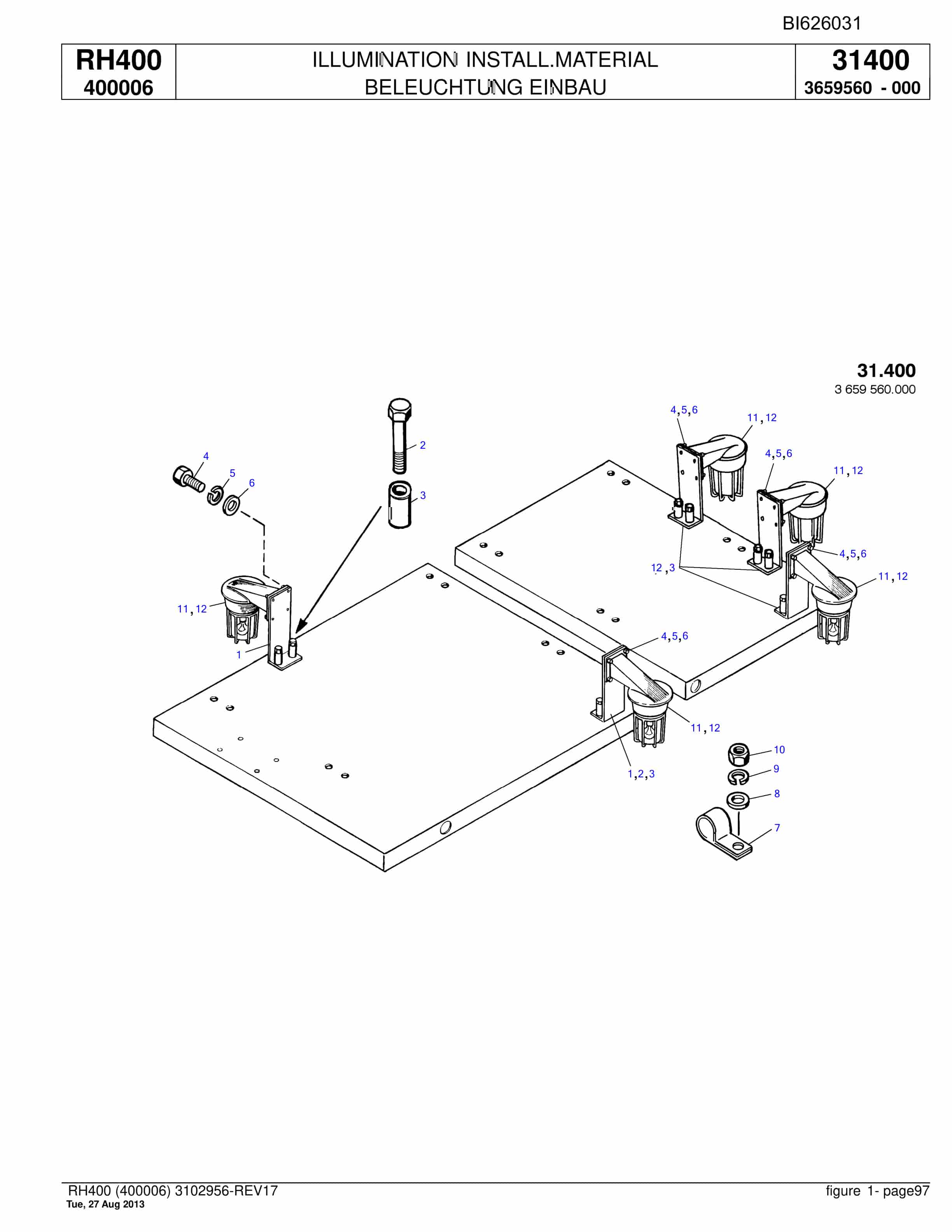 Bucyrus RH400 Hydraulic Excavator Parts Catalog BI626031-4