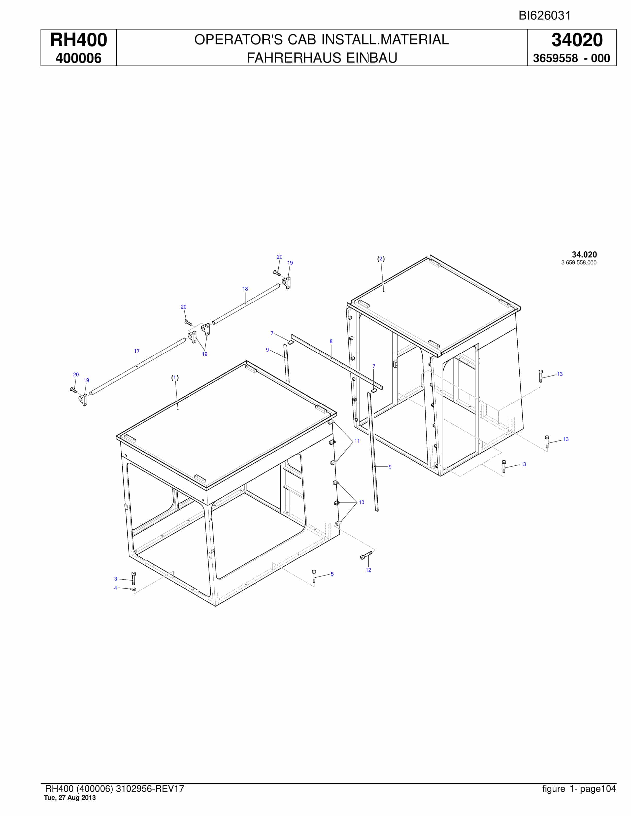 Bucyrus RH400 Hydraulic Excavator Parts Catalog BI626031-5