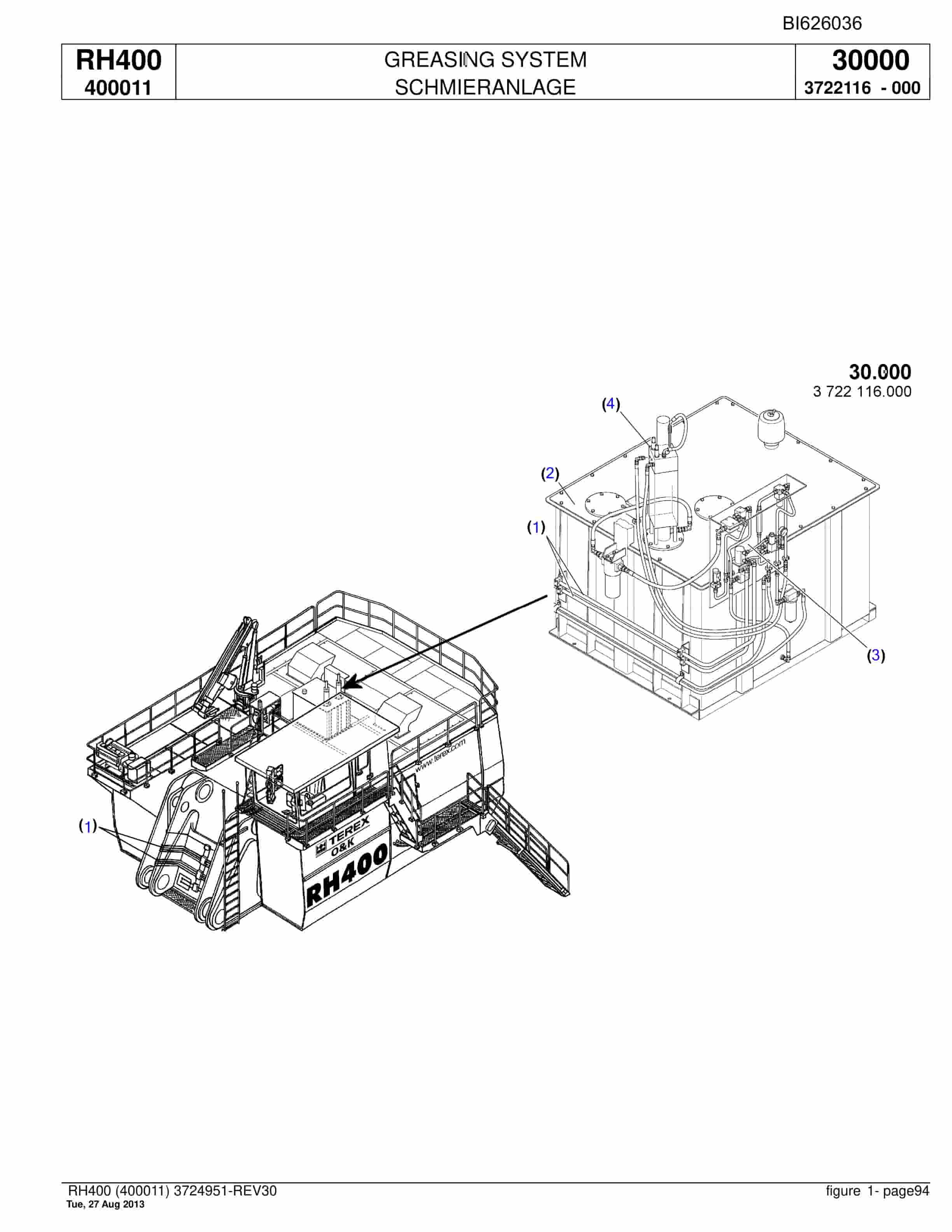 Bucyrus RH400 Hydraulic Excavator Parts Catalog BI626036-3