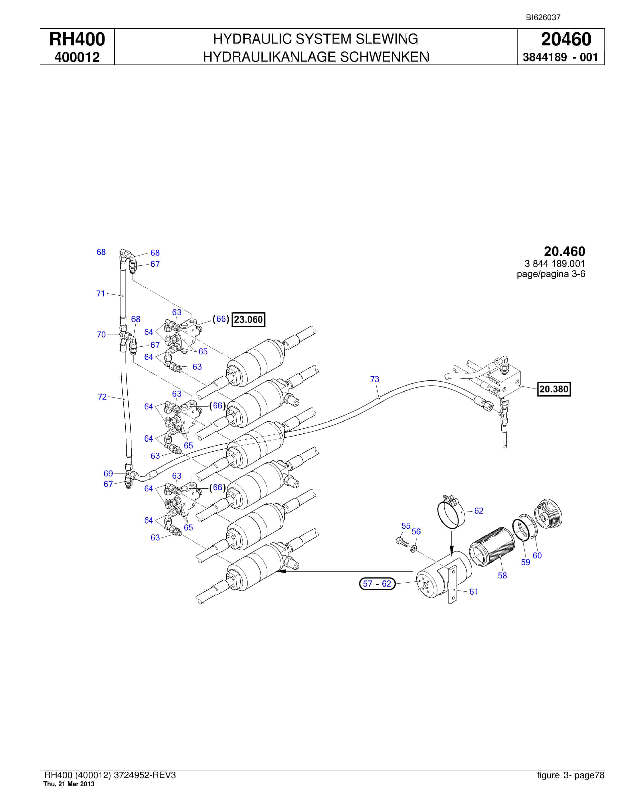 Bucyrus RH400 Hydraulic Excavator Parts Catalog BI626037-2