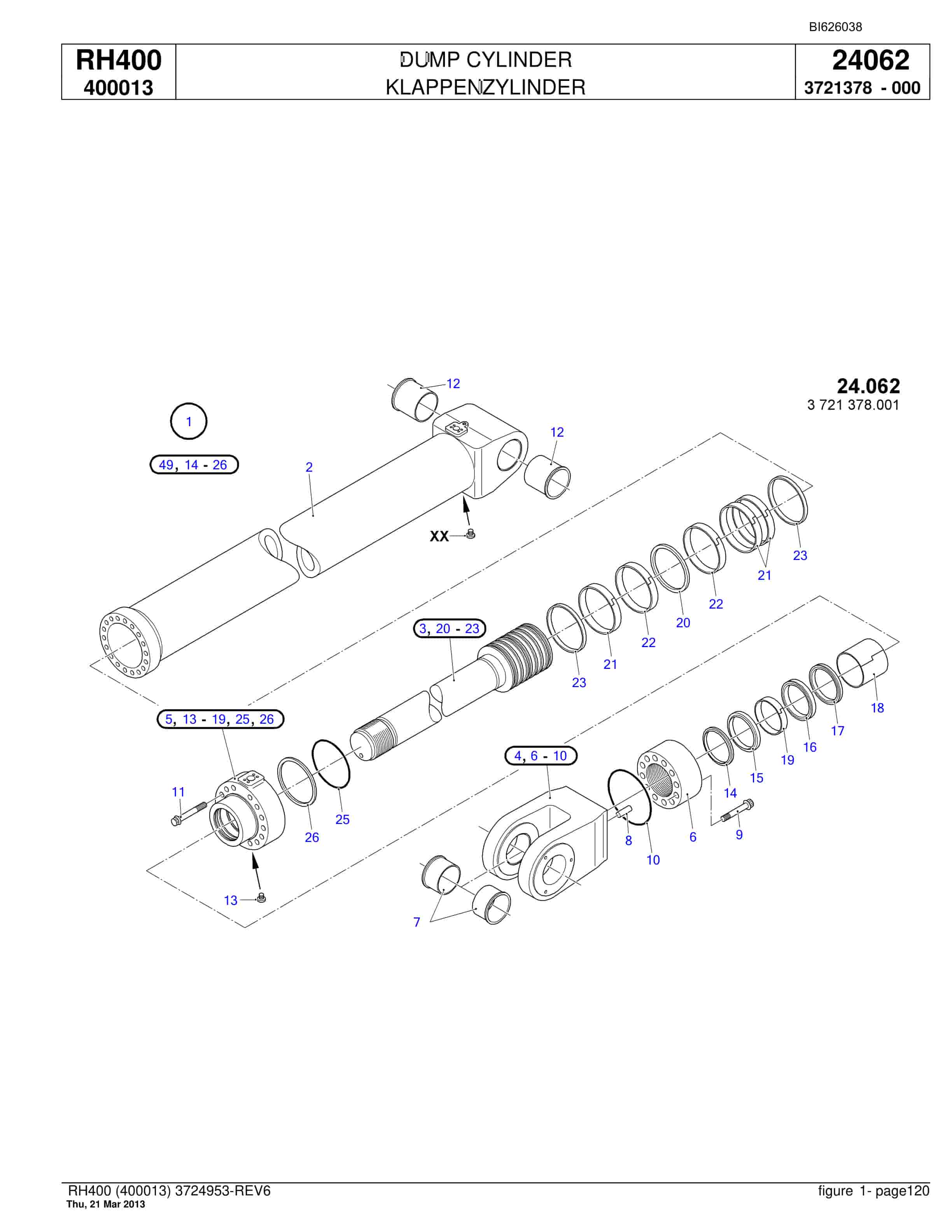 Bucyrus RH400 Hydraulic Excavator Parts Catalog BI626038-3
