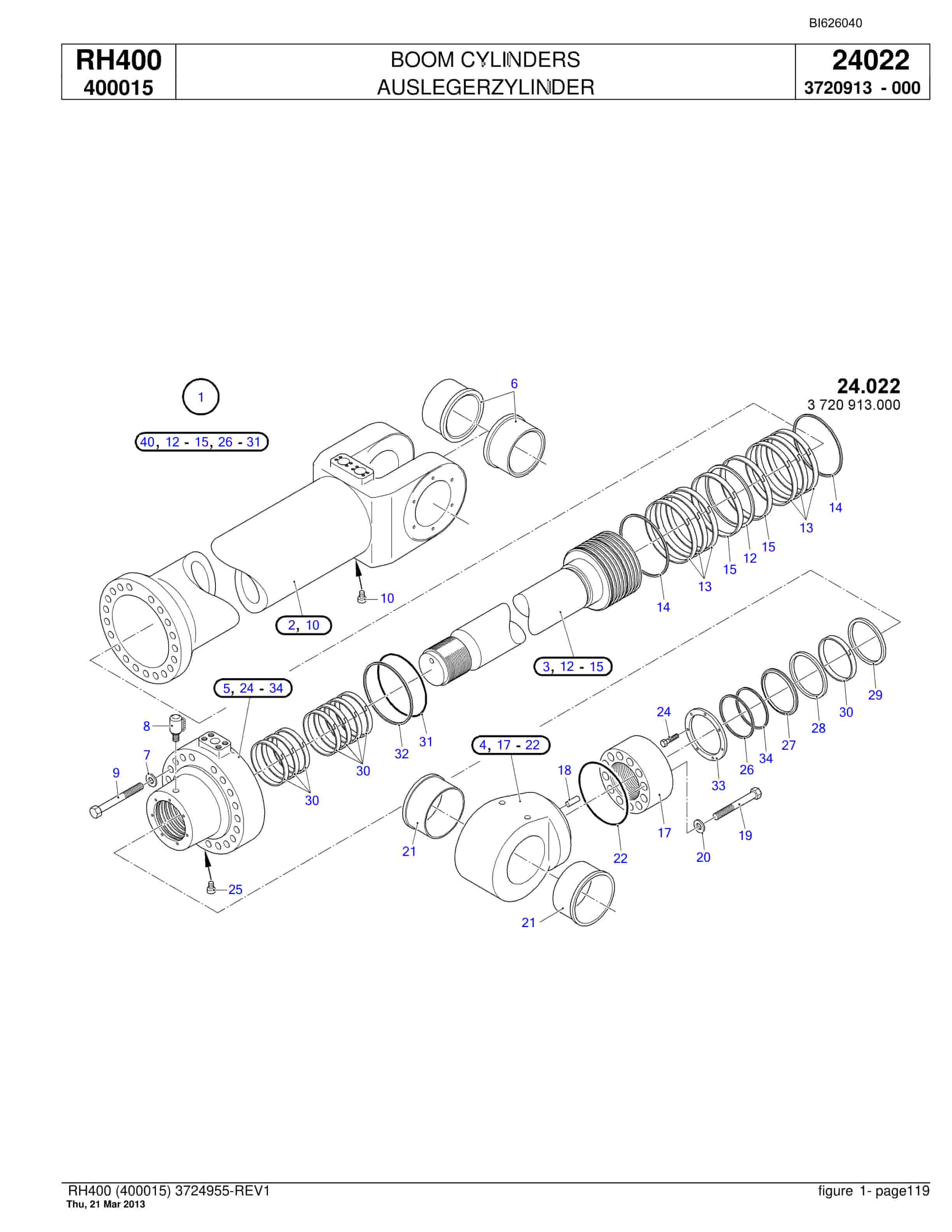 Bucyrus RH400 Hydraulic Excavator Parts Catalog BI626040-3
