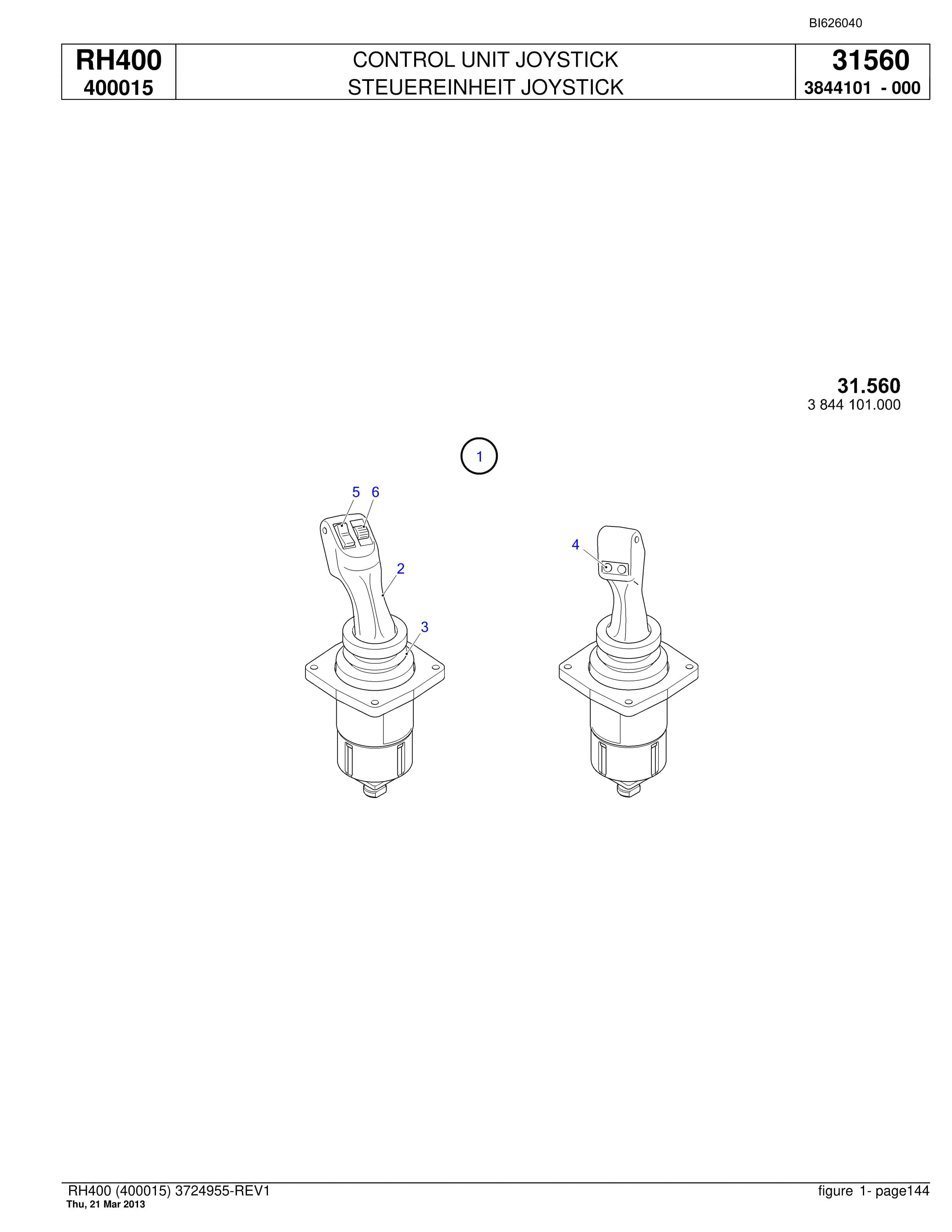 Bucyrus RH400 Hydraulic Excavator Parts Catalog BI626040-5