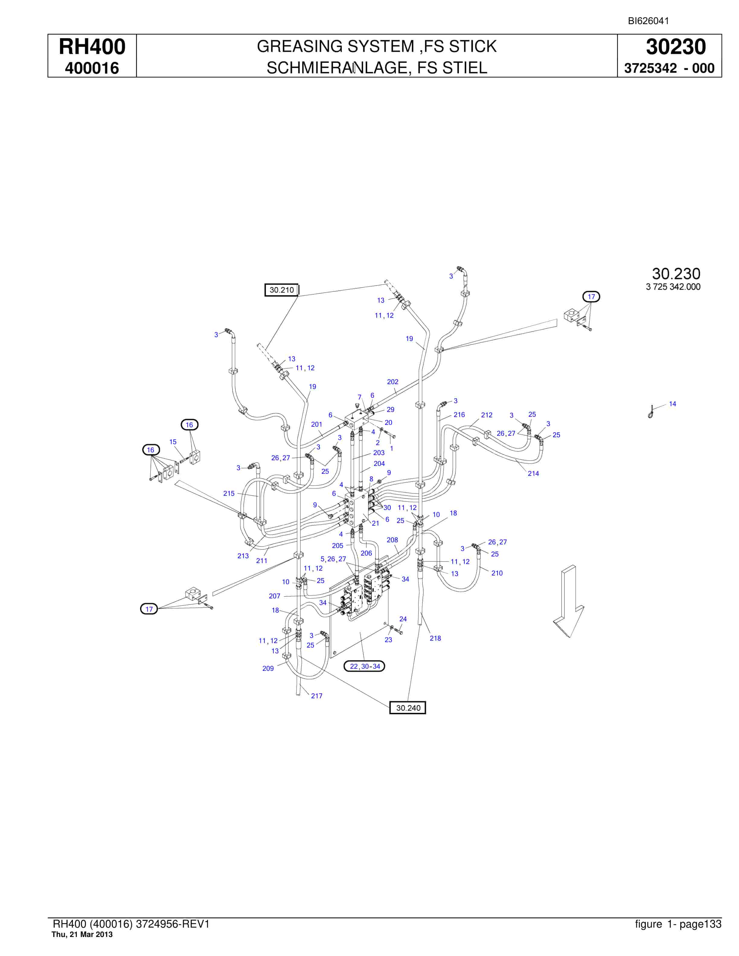 Bucyrus RH400 Hydraulic Excavator Parts Catalog BI626041-4