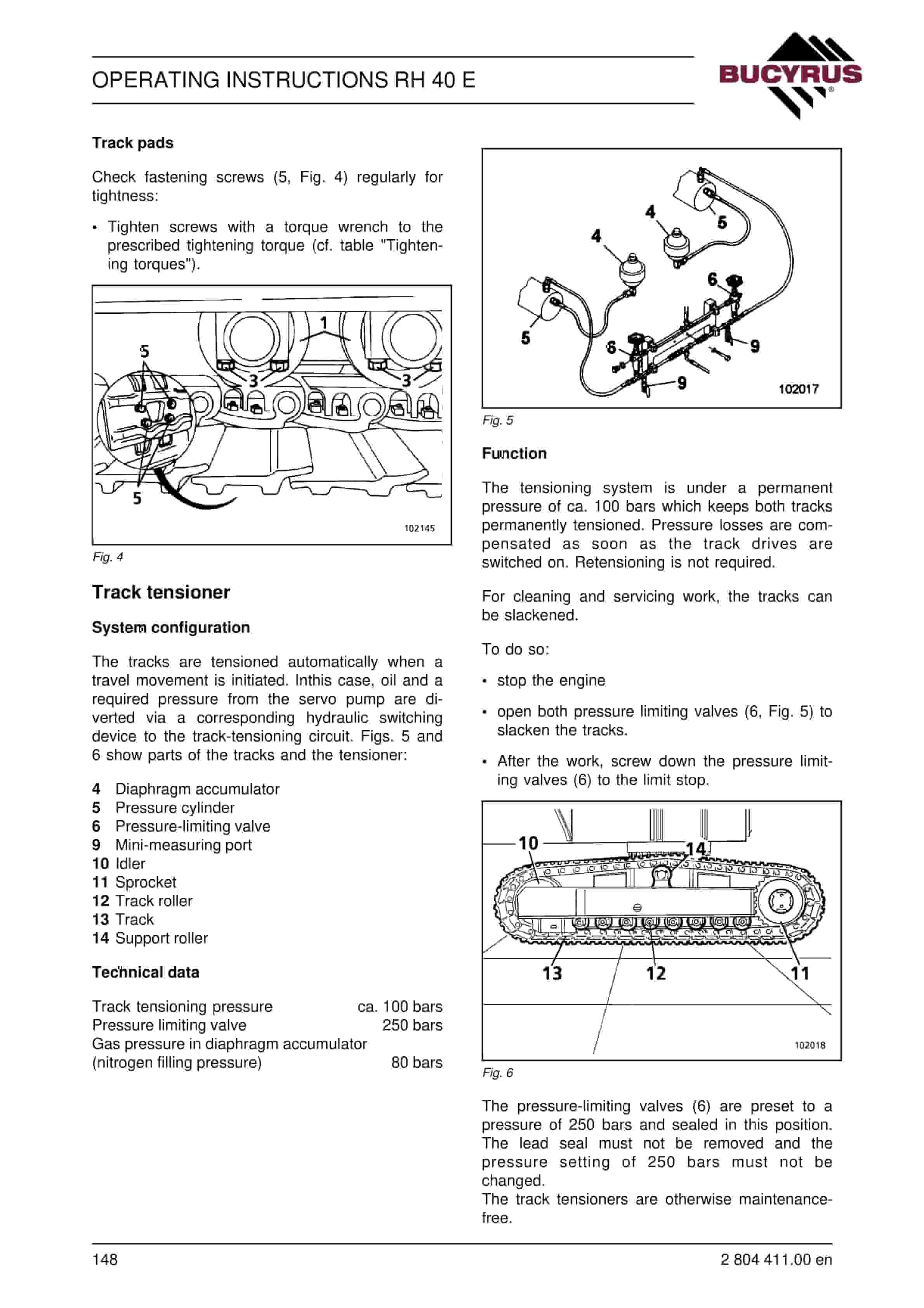 Bucyrus RH40E Hydraulic Excavator Operating Instructions 2804411-4