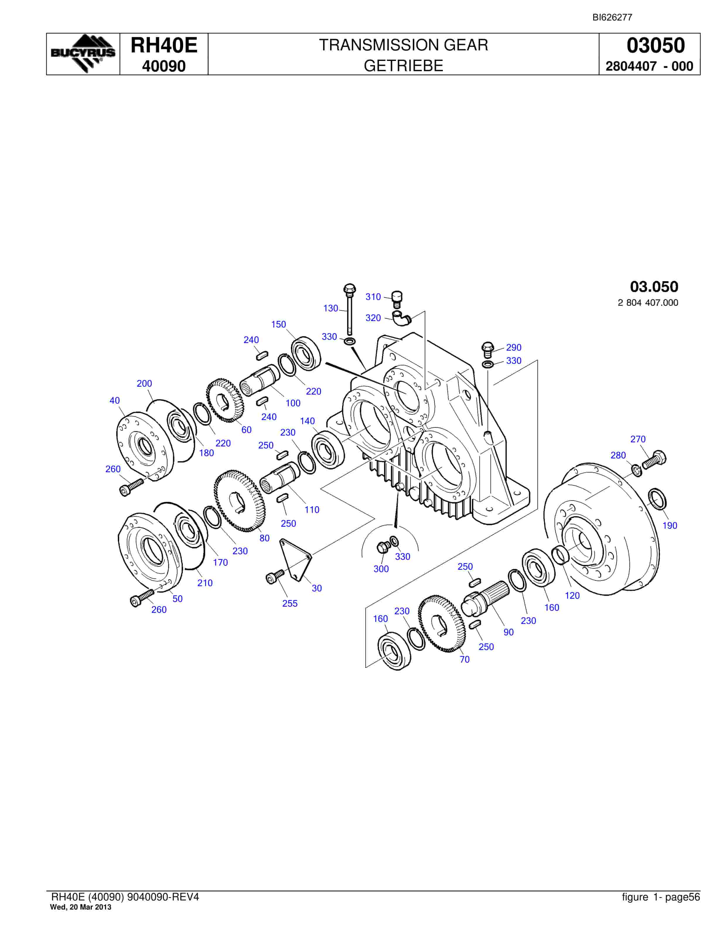 Bucyrus RH40E Hydraulic Excavator Parts Catalog BI626277-3