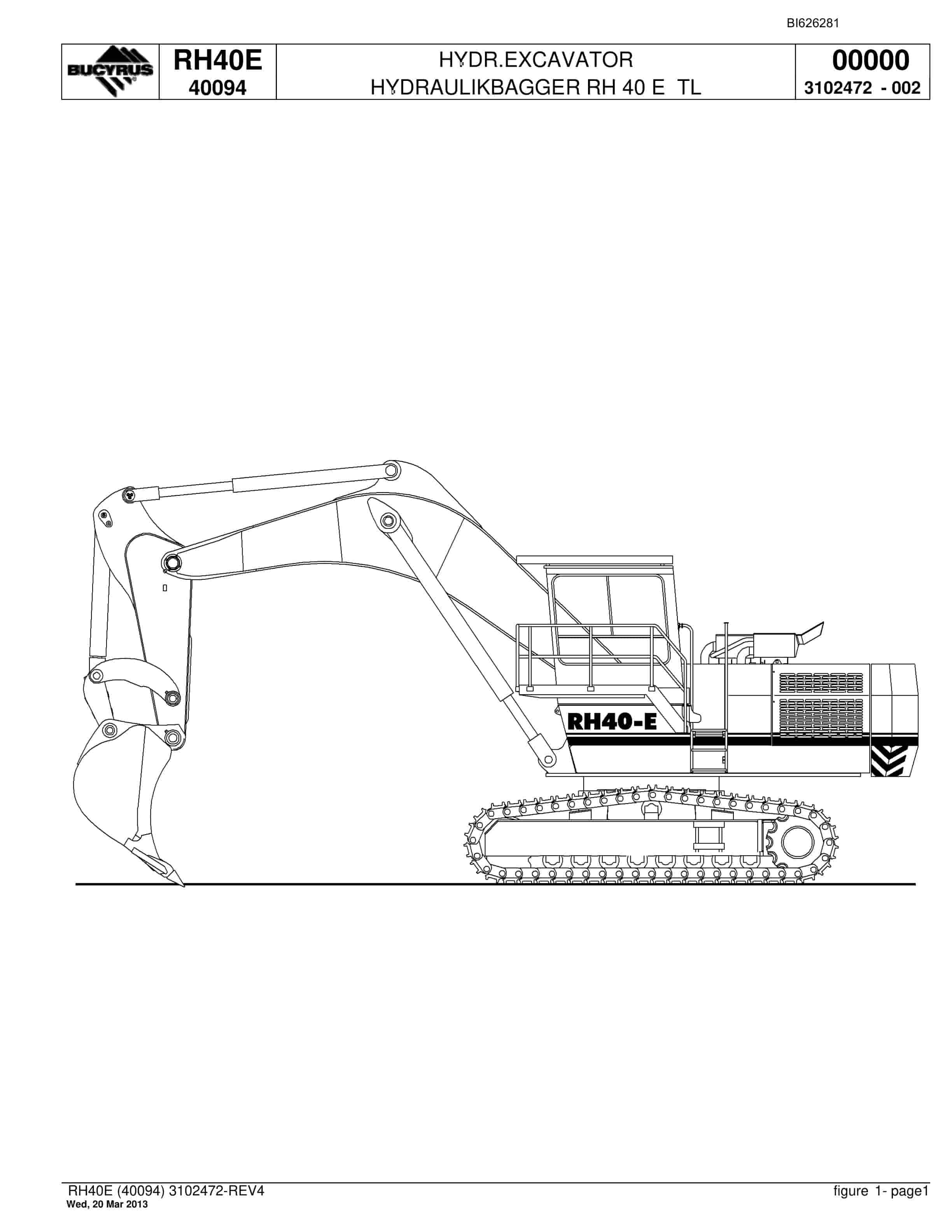 Bucyrus RH40E Hydraulic Excavator Parts Catalog BI626281