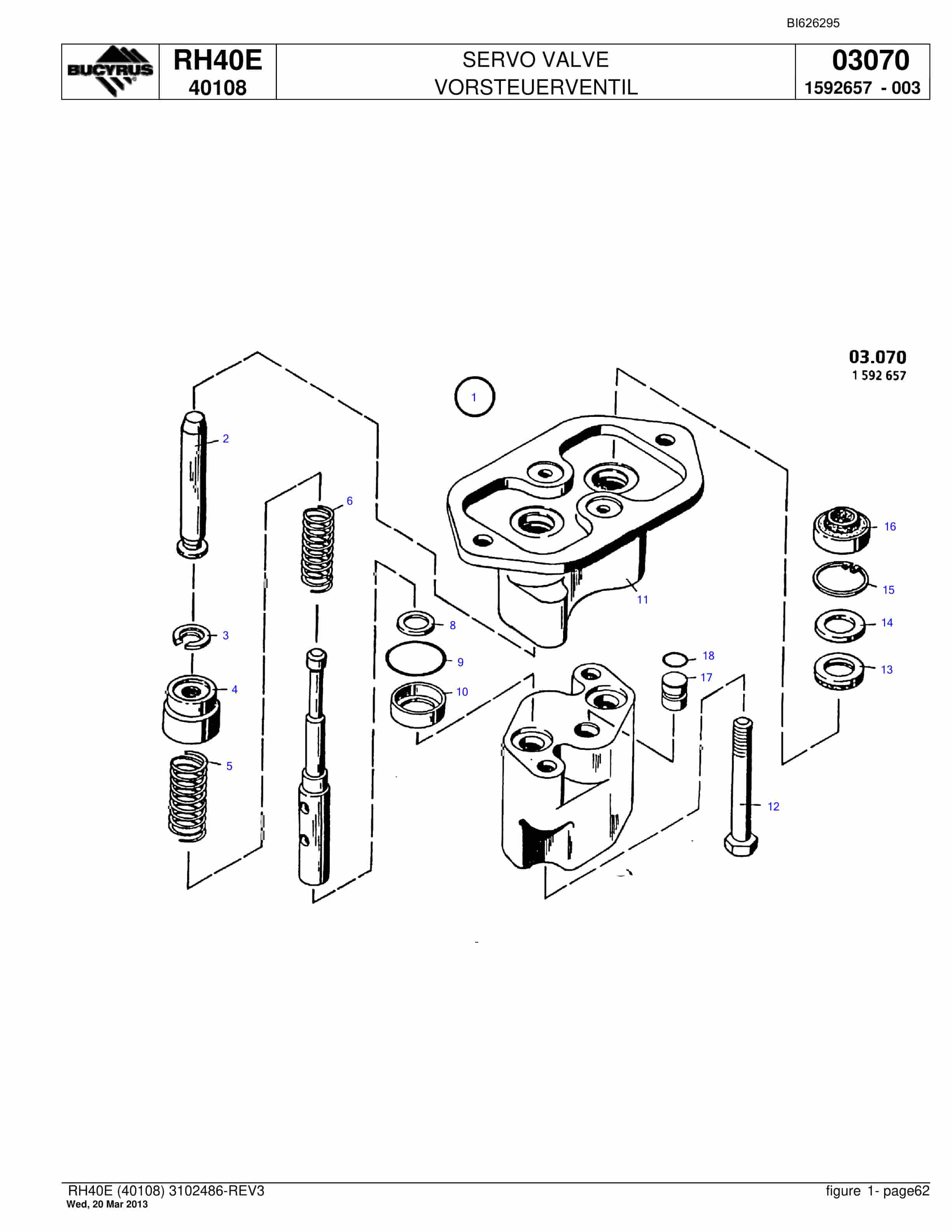 Bucyrus RH40E Hydraulic Excavator Parts Catalog BI626295-3