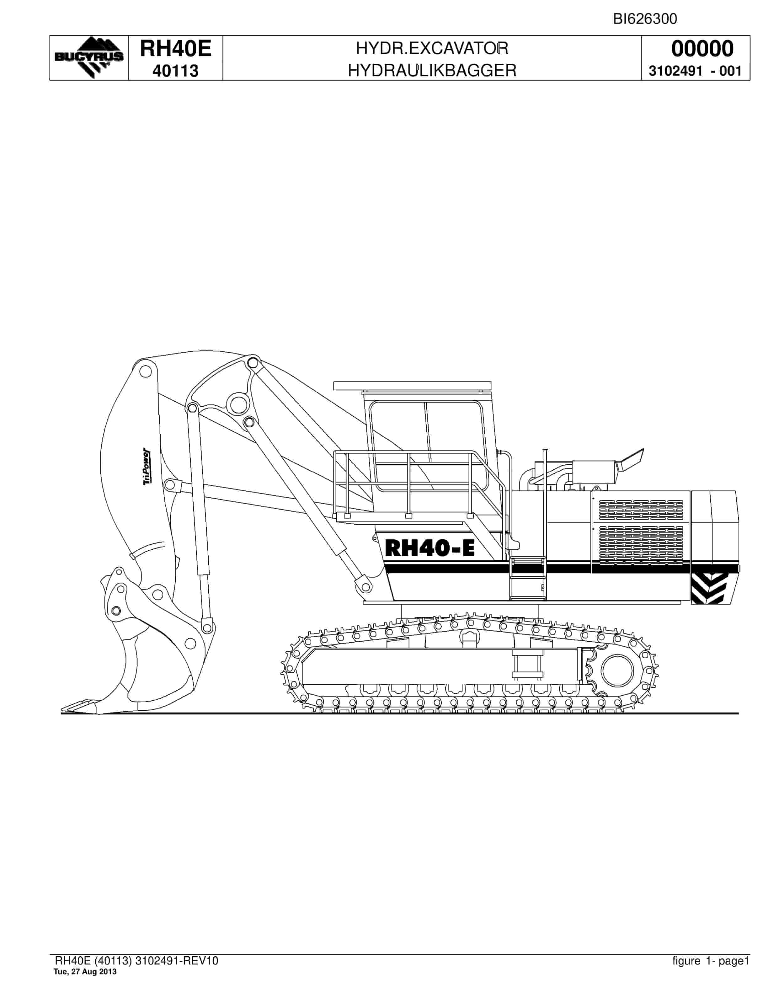 Bucyrus RH40E Hydraulic Excavator Parts Catalog BI626300