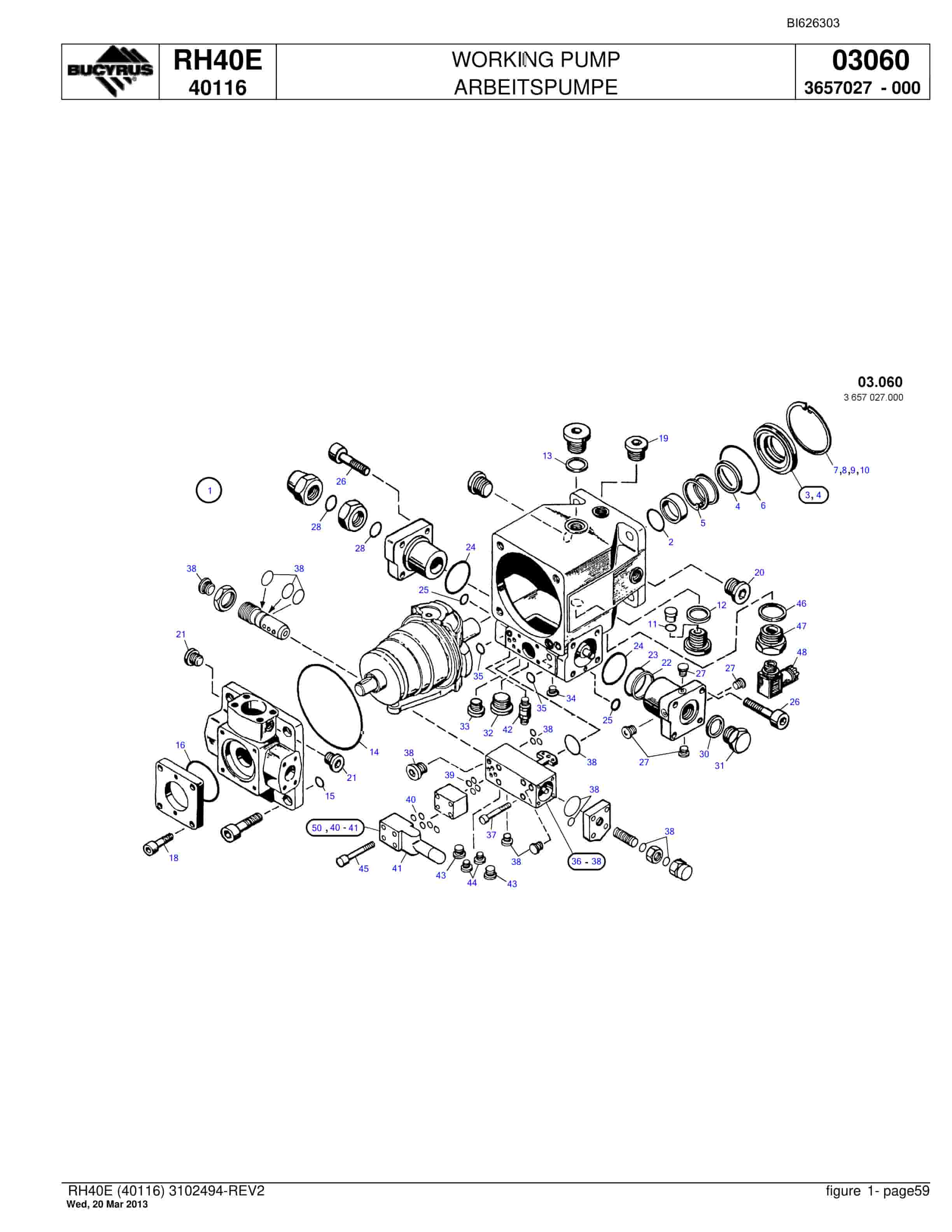Bucyrus RH40E Hydraulic Excavator Parts Catalog BI626303-3