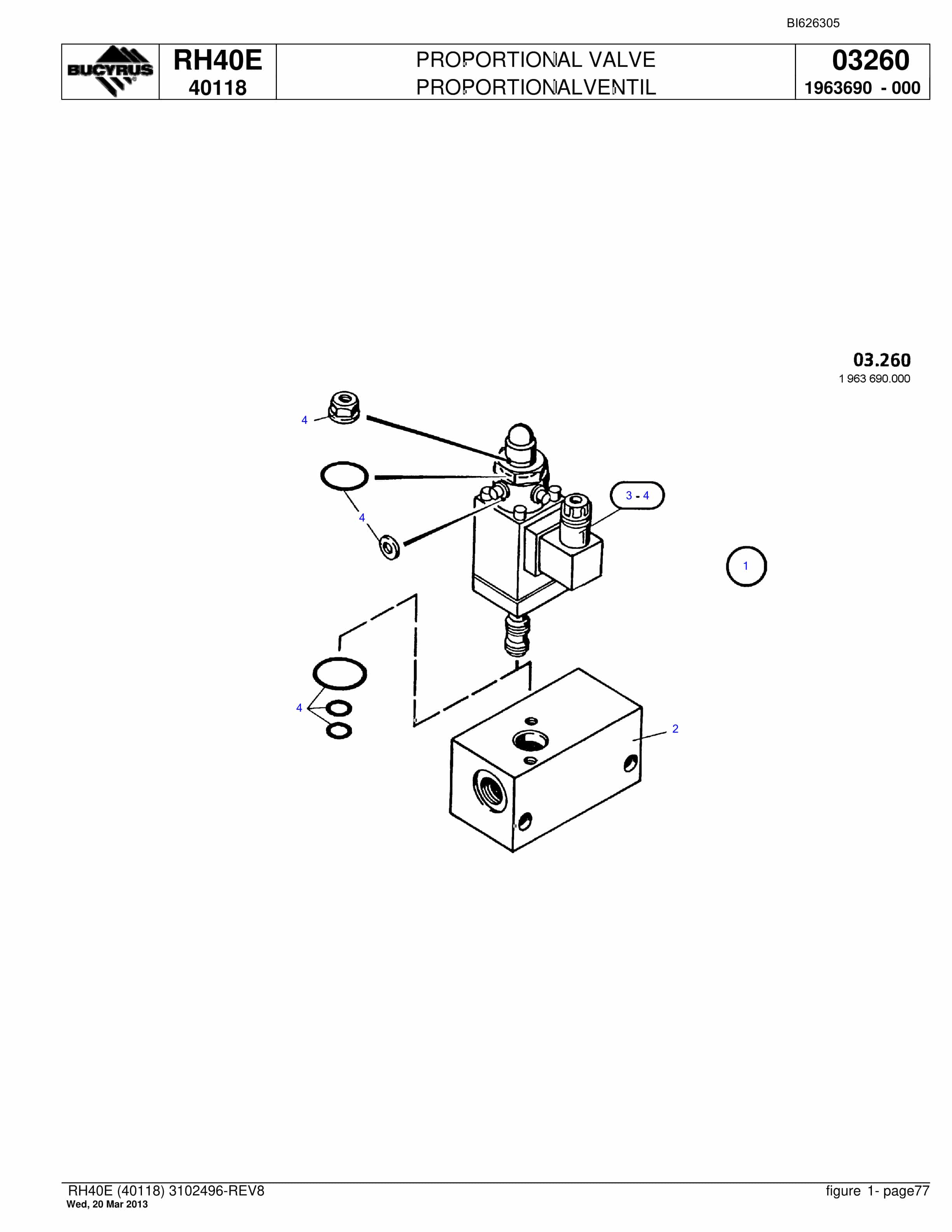 Bucyrus RH40E Hydraulic Excavator Parts Catalog BI626305-5