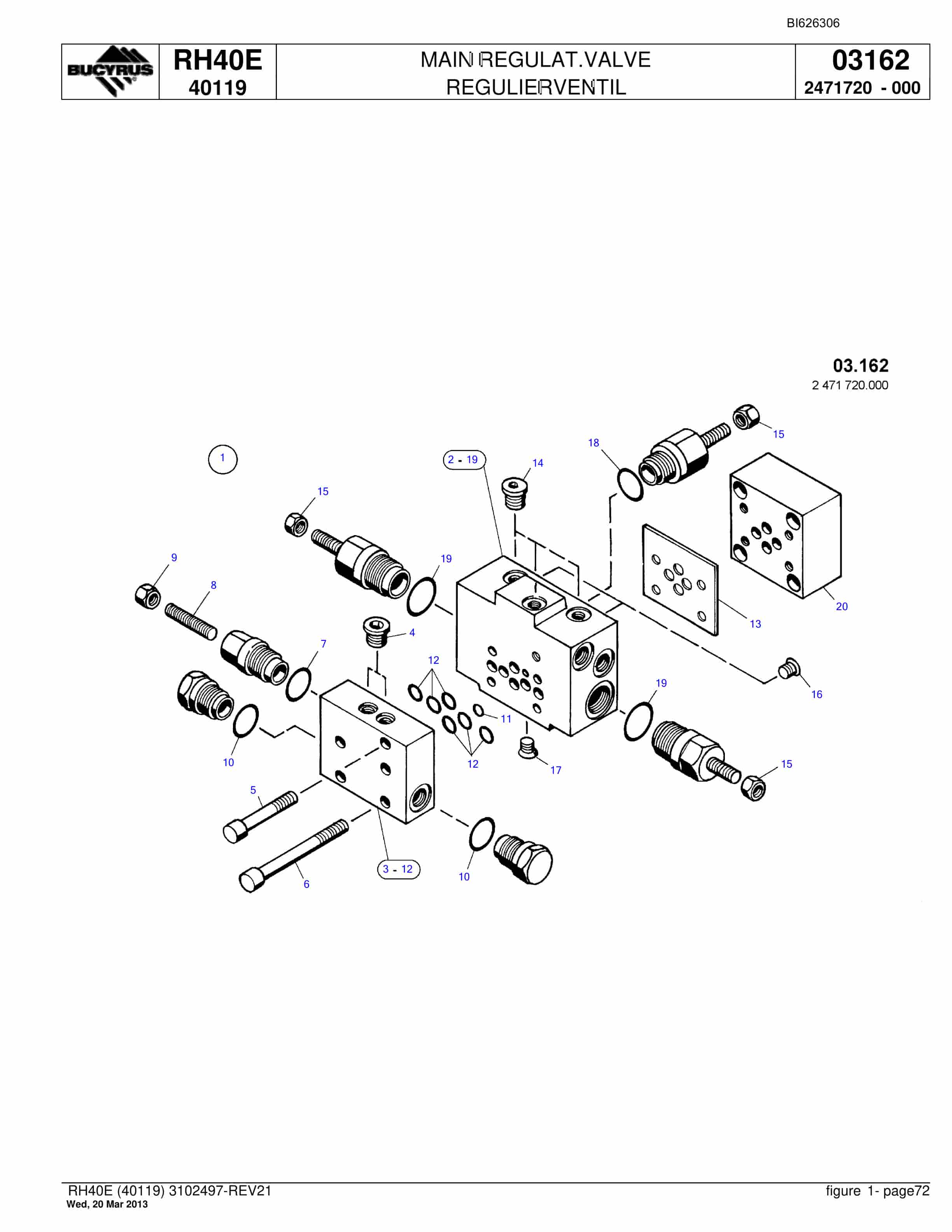 Bucyrus RH40E Hydraulic Excavator Parts Catalog BI626306-4