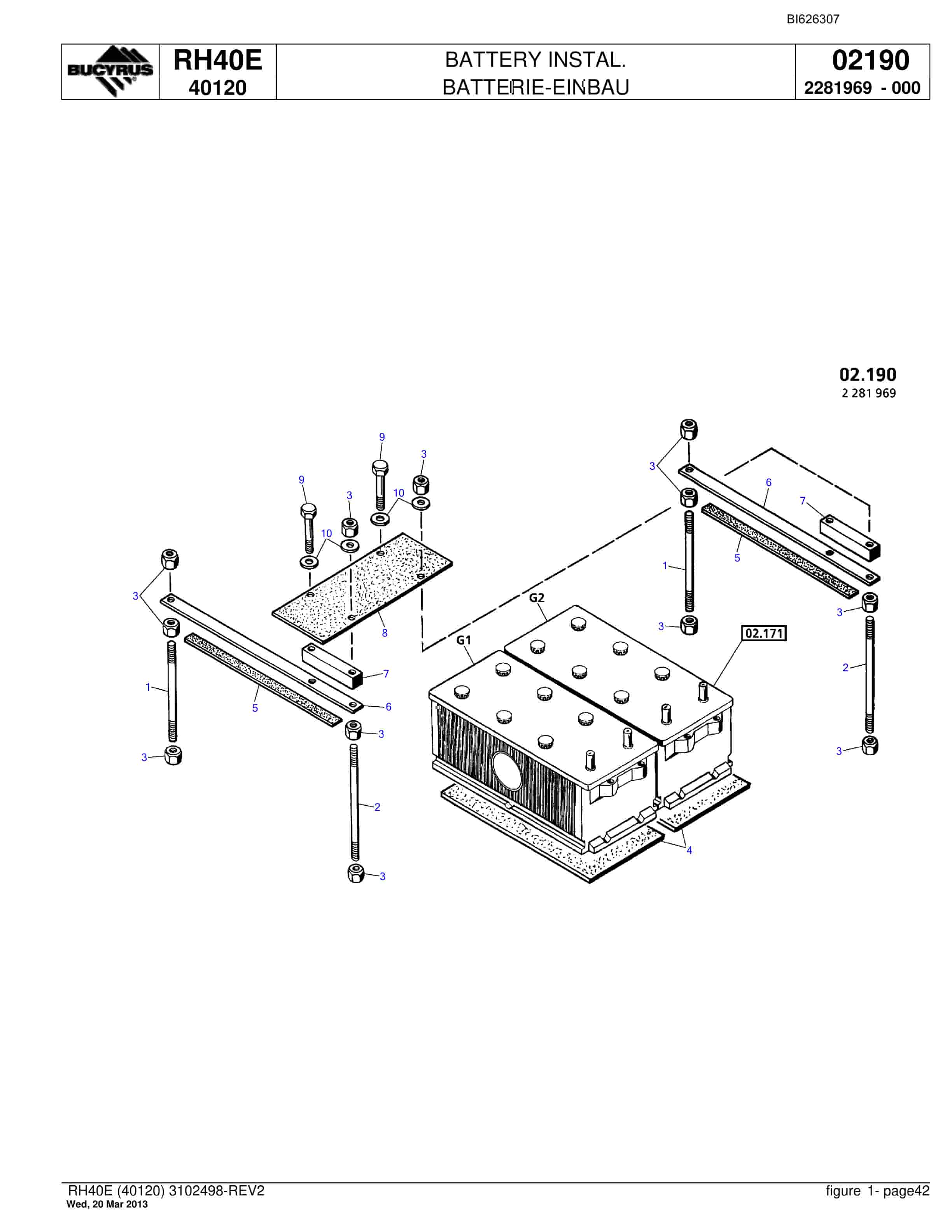 Bucyrus RH40E Hydraulic Excavator Parts Catalog BI626307-2