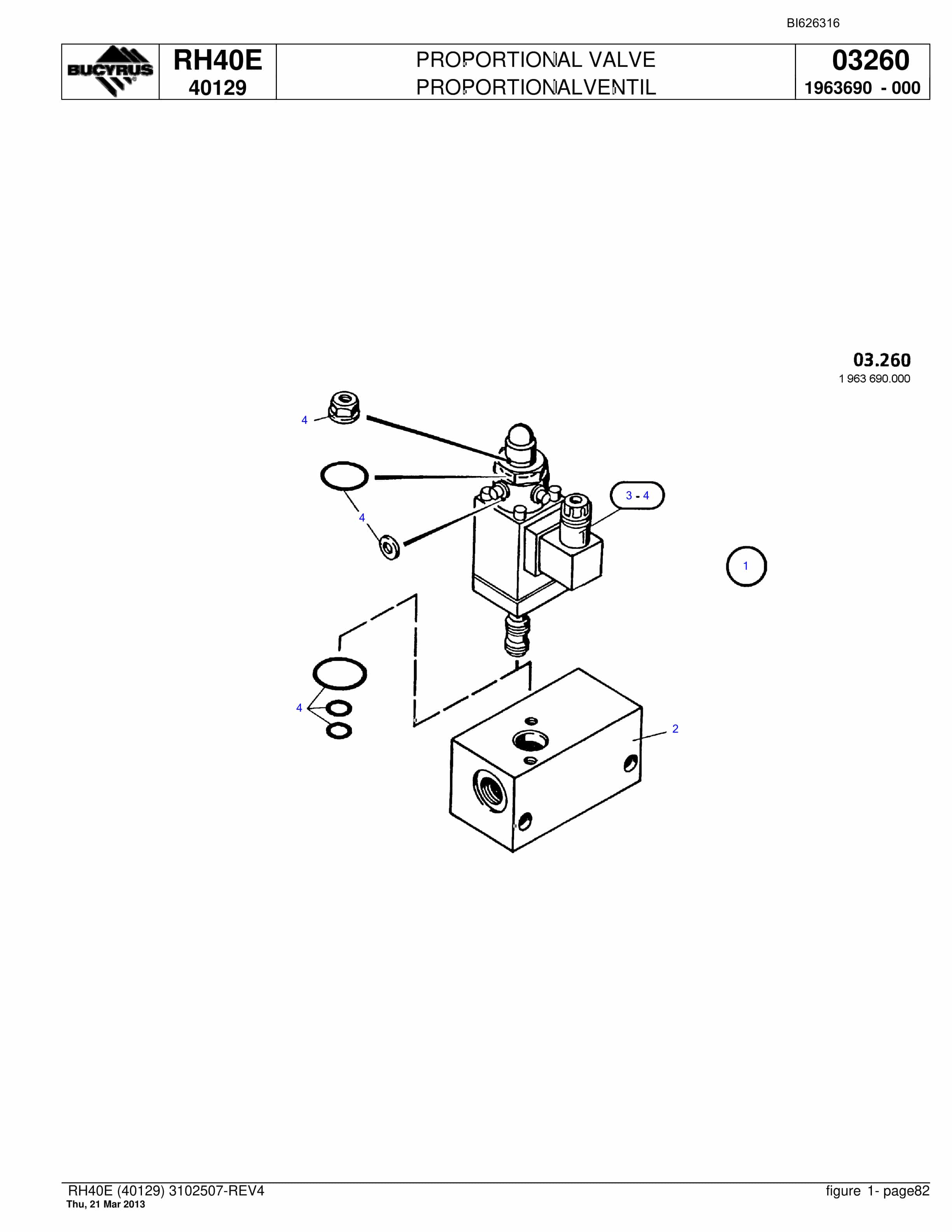 Bucyrus RH40E Hydraulic Excavator Parts Catalog BI626316-5
