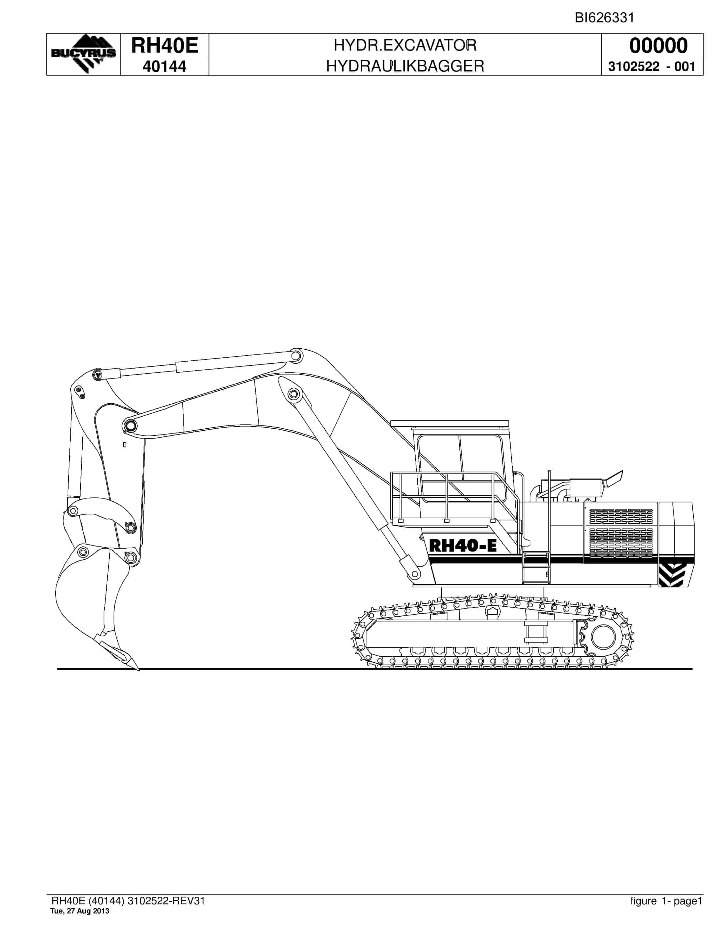 Bucyrus RH40E Hydraulic Excavator Parts Catalog BI626331