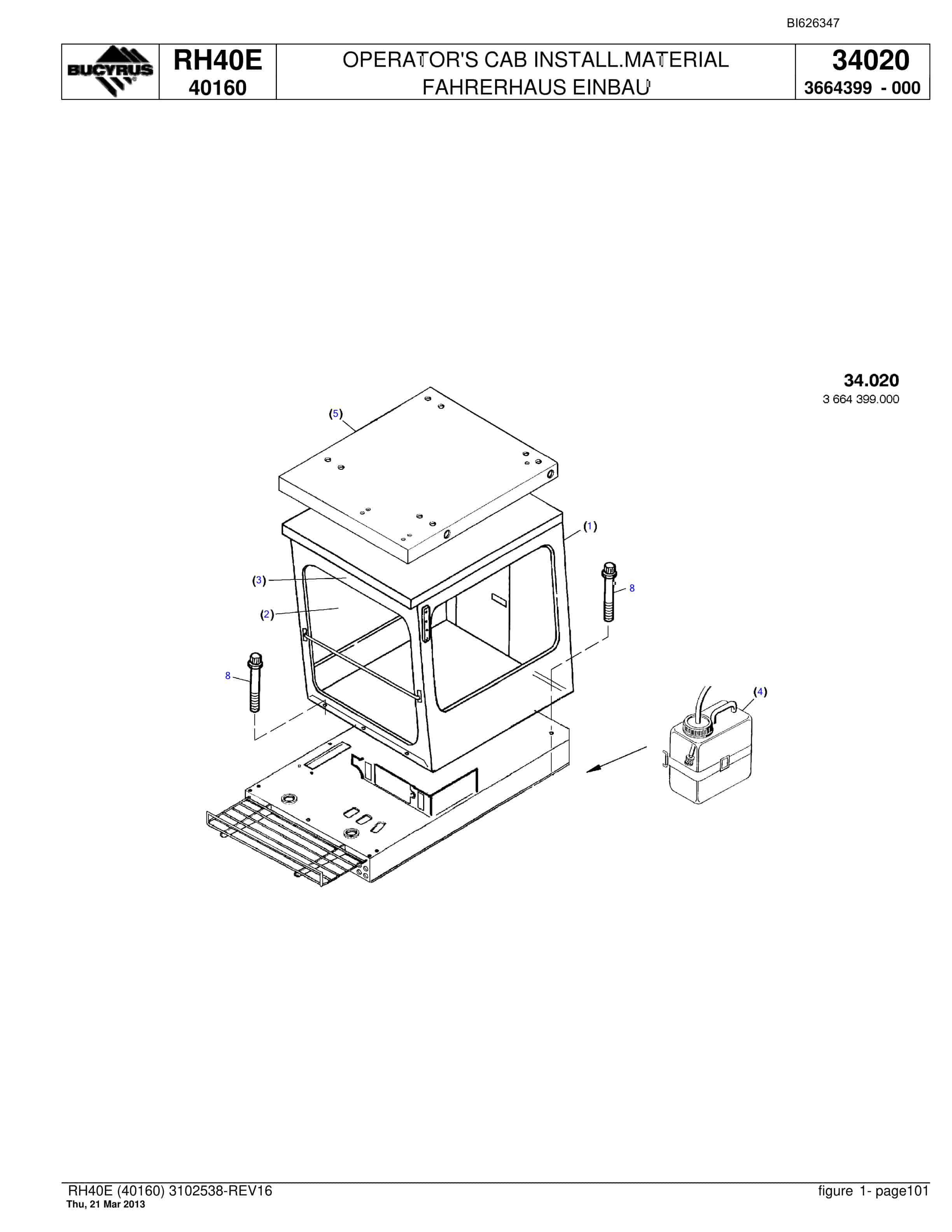 Bucyrus RH40E Hydraulic Excavator Parts Catalog BI626347-4