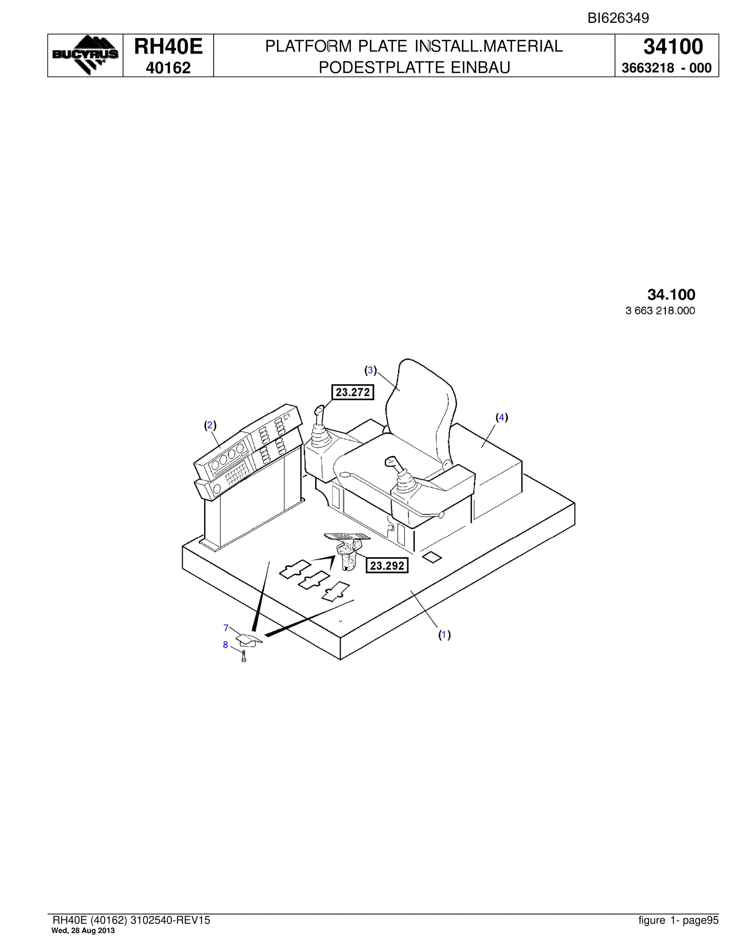 Bucyrus RH40E Hydraulic Excavator Parts Catalog BI626349-5
