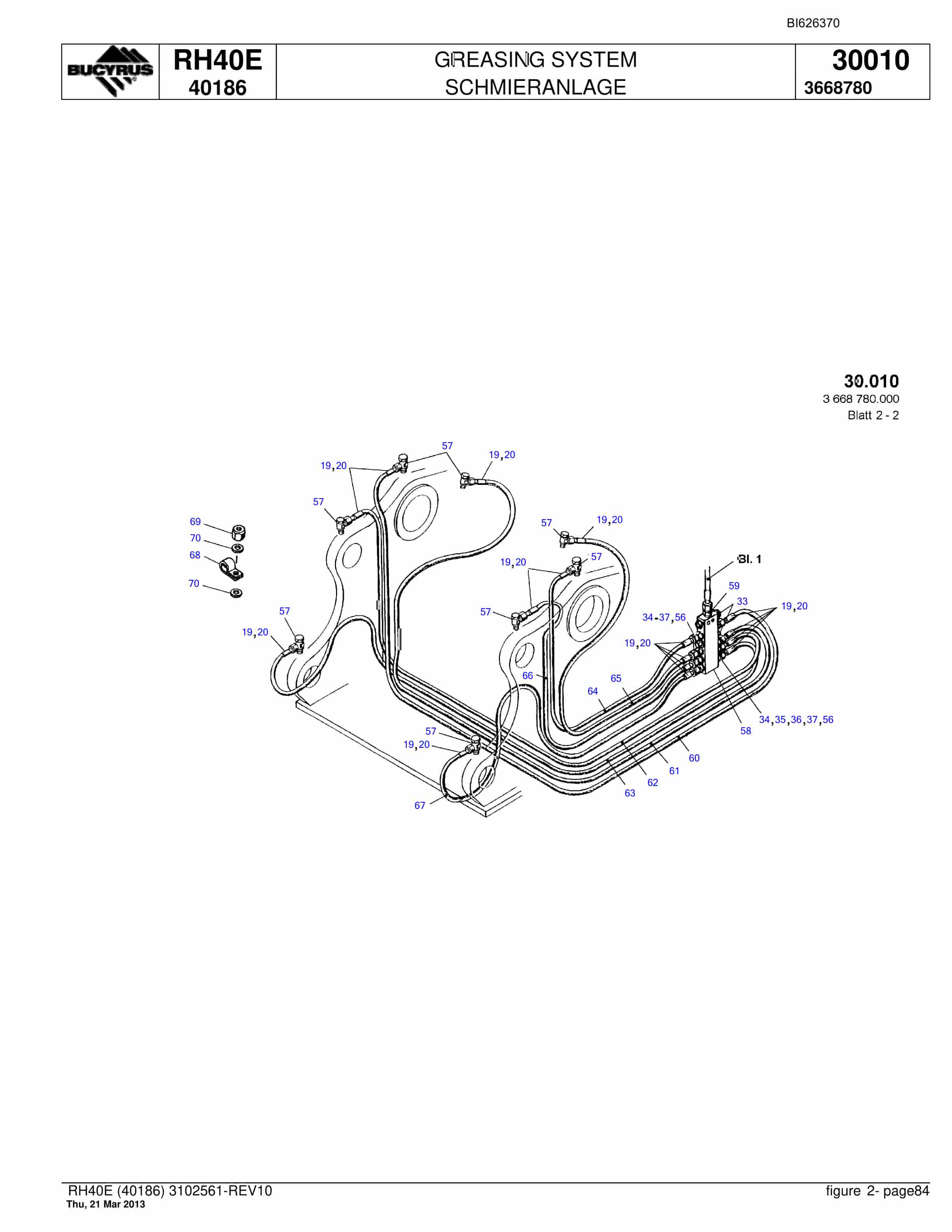 Bucyrus RH40E Hydraulic Excavator Parts Catalog BI626370-3