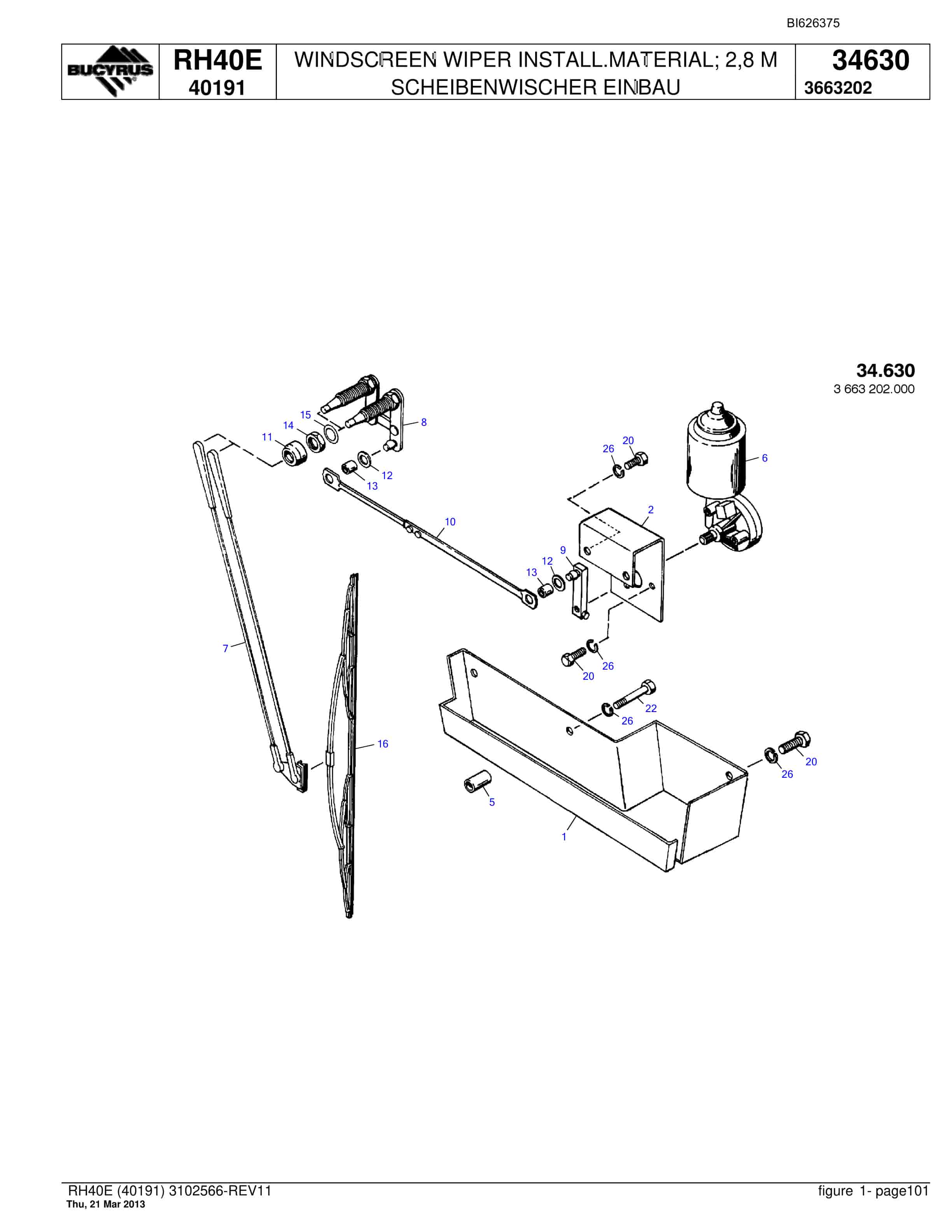 Bucyrus RH40E Hydraulic Excavator Parts Catalog BI626375-5