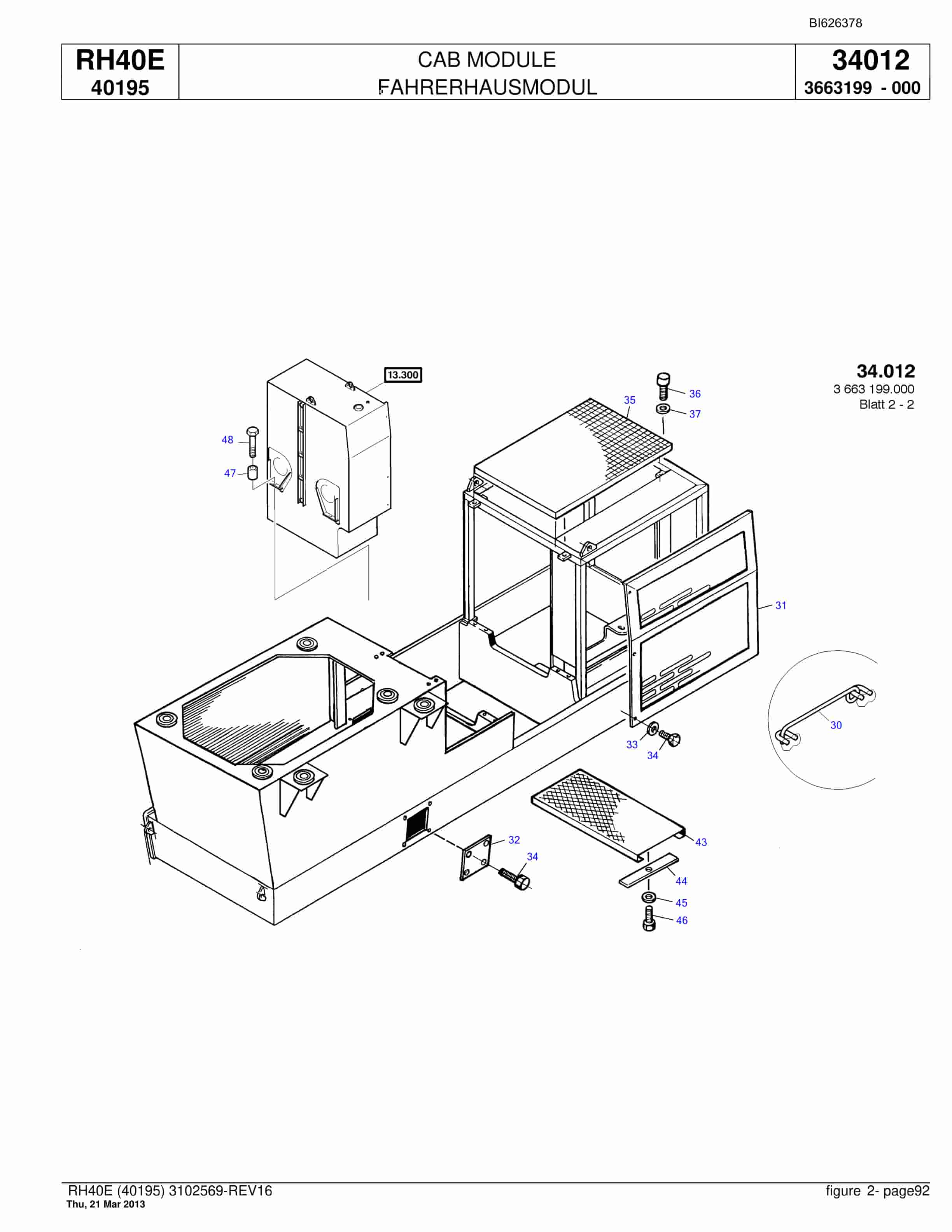 Bucyrus RH40E Hydraulic Excavator Parts Catalog BI626378-4