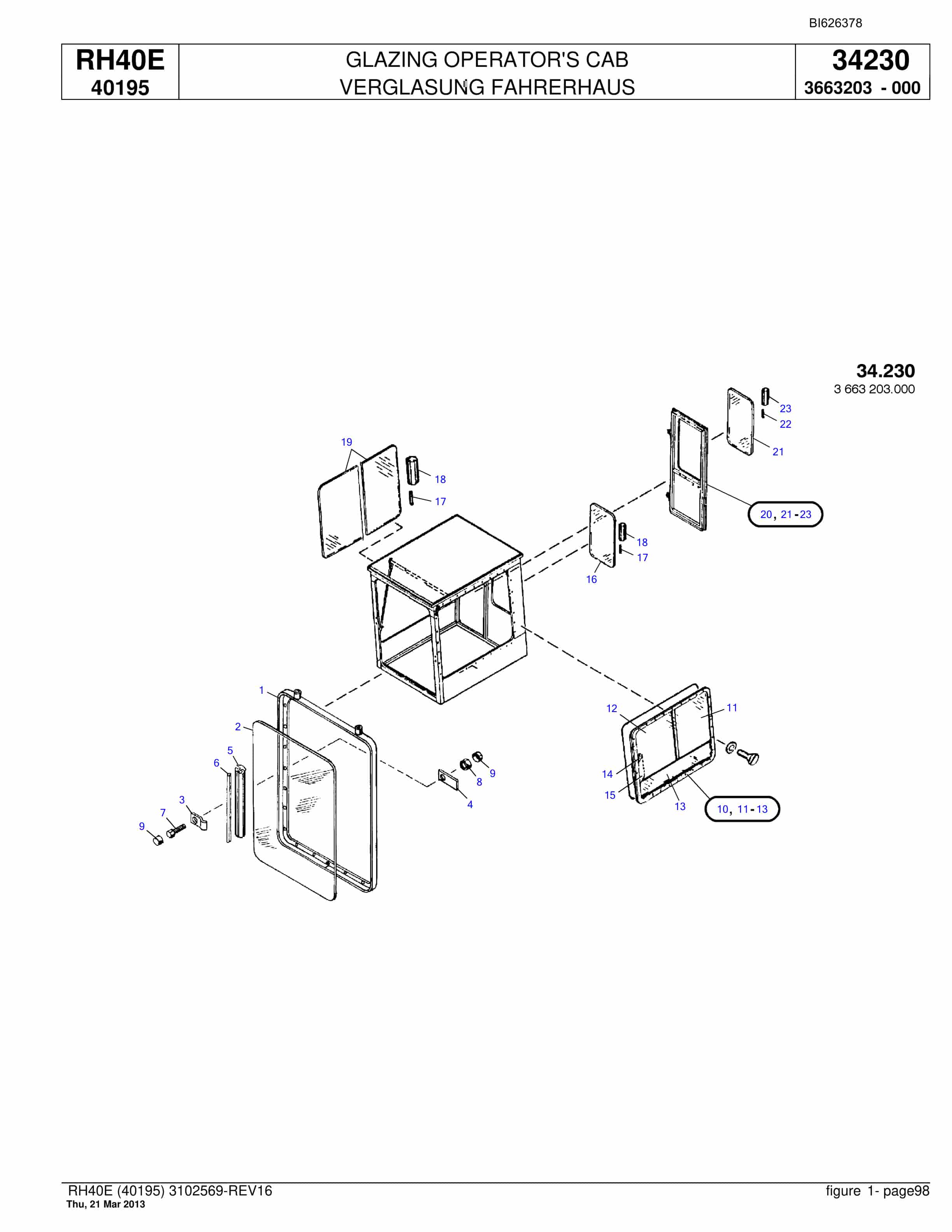 Bucyrus RH40E Hydraulic Excavator Parts Catalog BI626378-5