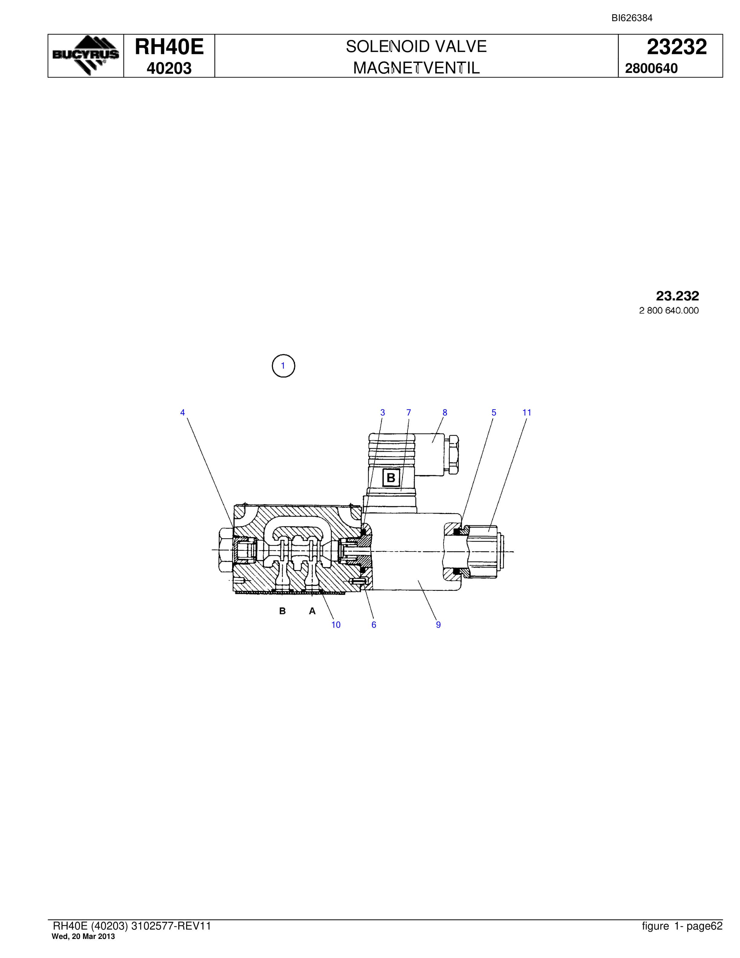 Bucyrus RH40E Hydraulic Excavator Parts Catalog BI626384-2
