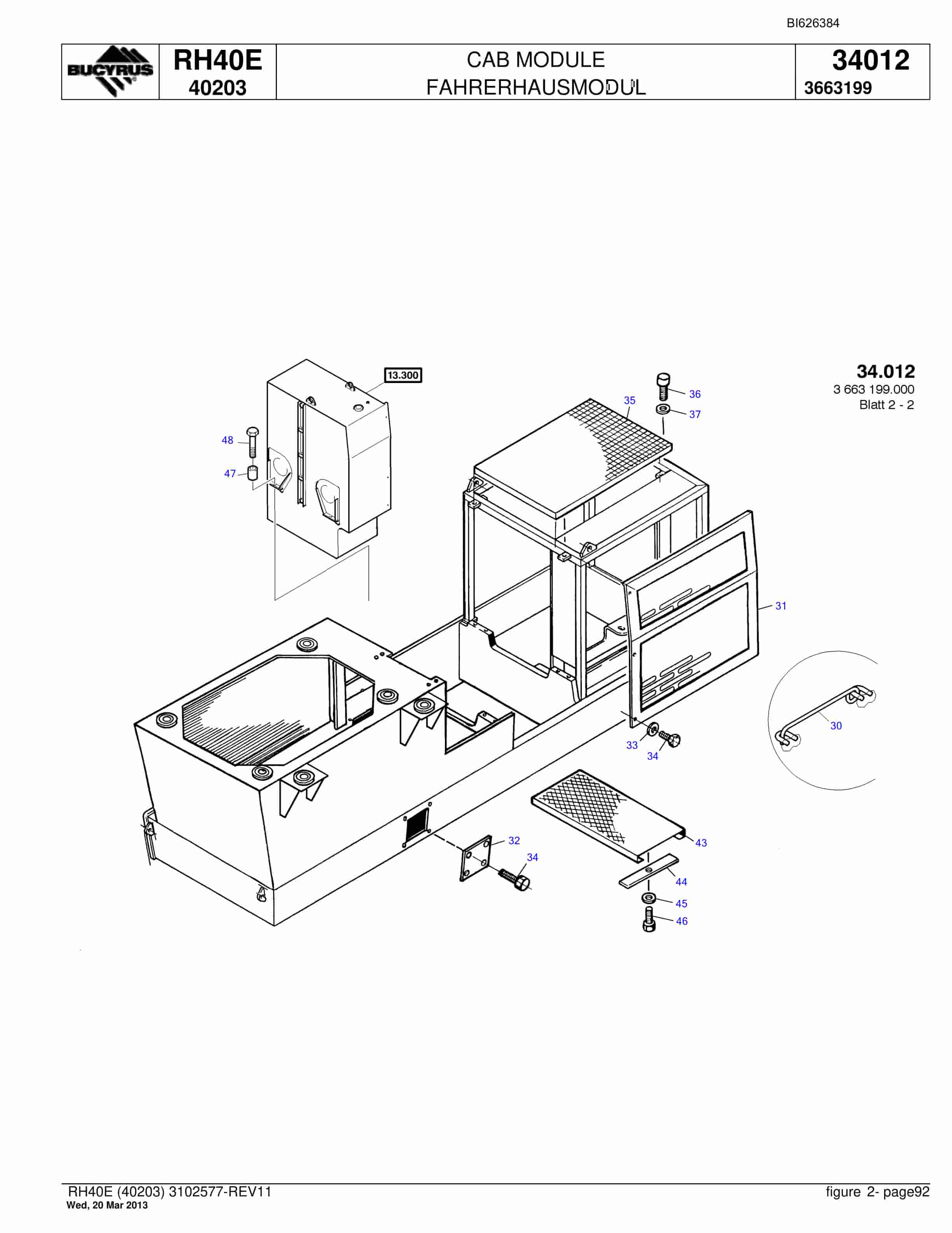 Bucyrus RH40E Hydraulic Excavator Parts Catalog BI626384-4