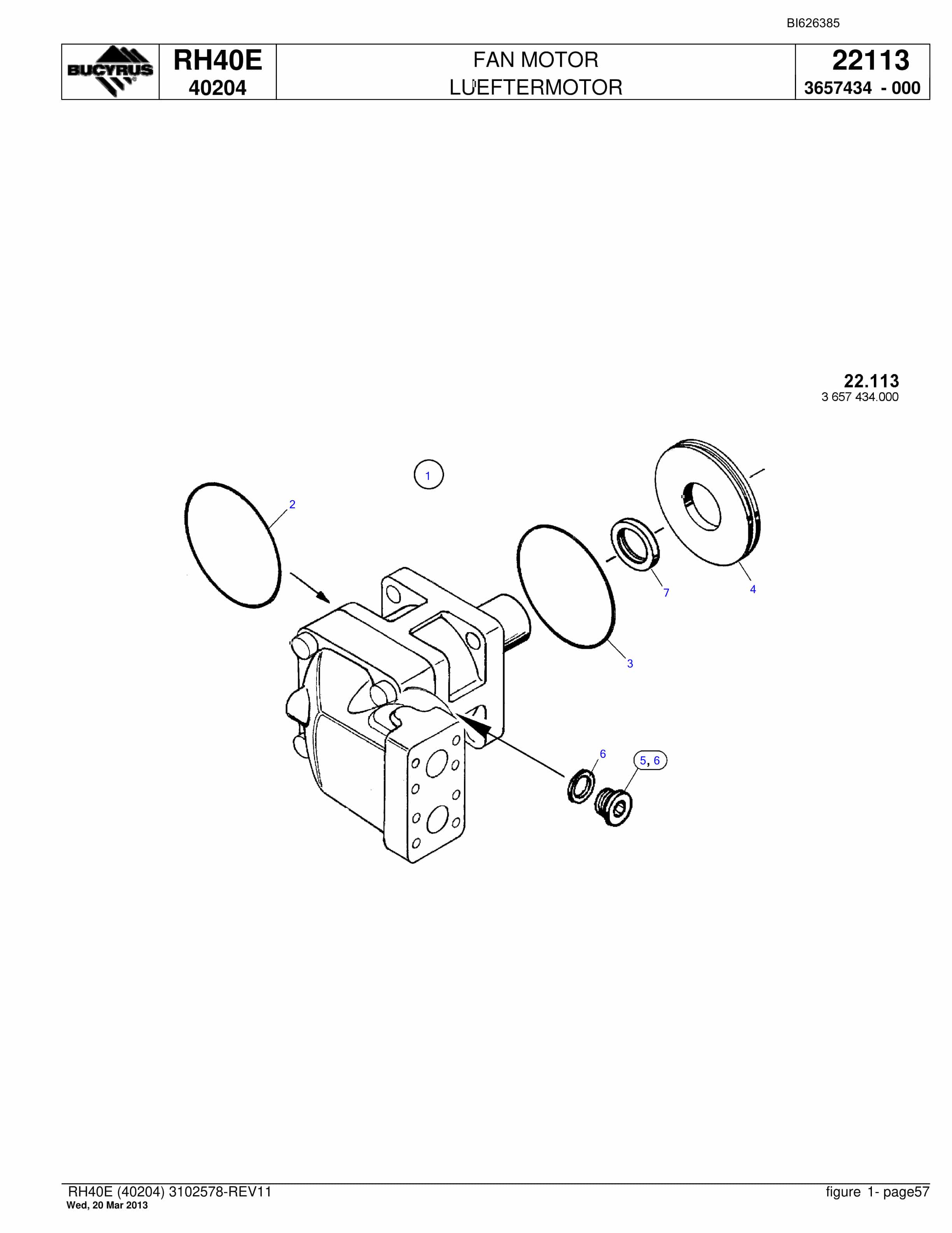 Bucyrus RH40E Hydraulic Excavator Parts Catalog BI626385-2