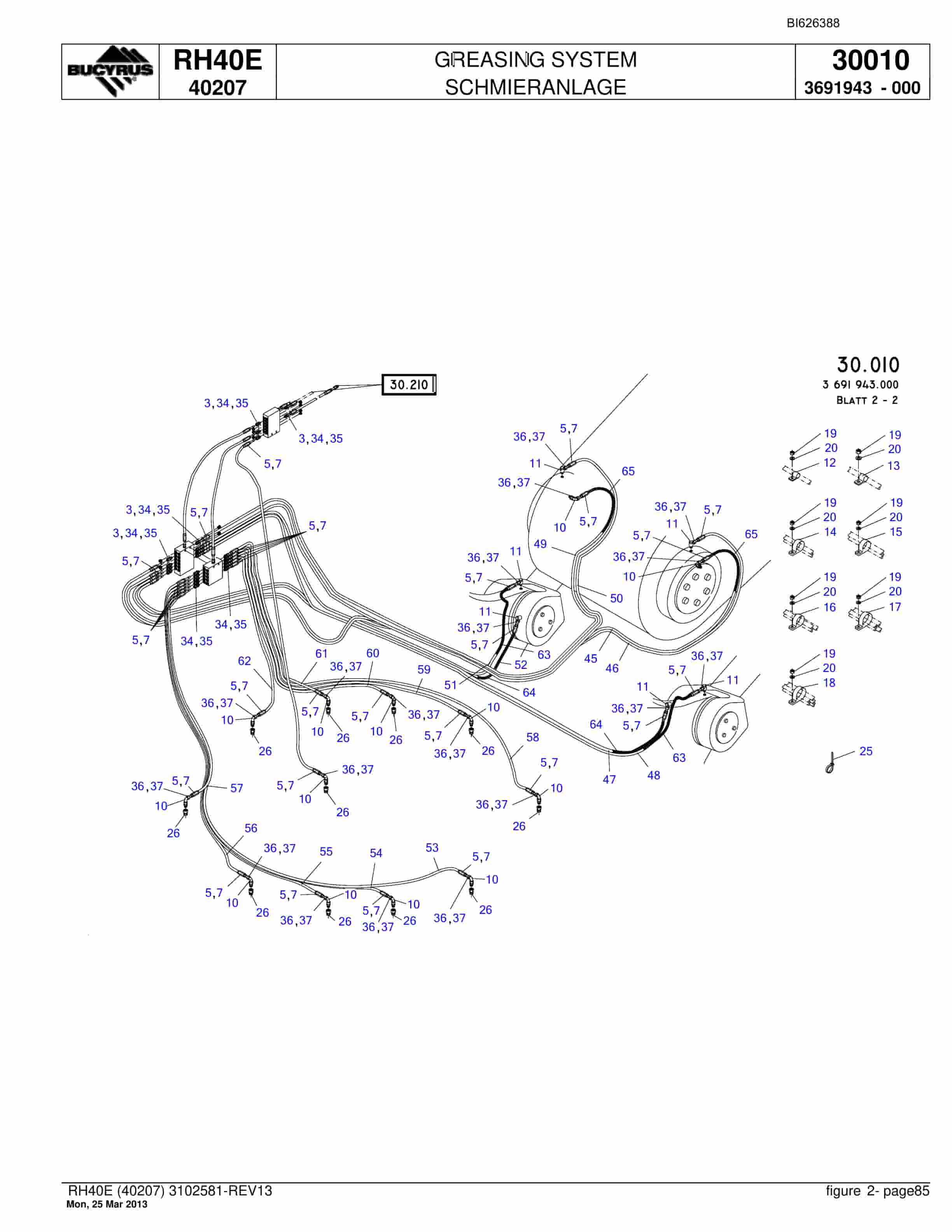 Bucyrus RH40E Hydraulic Excavator Parts Catalog BI626388-3