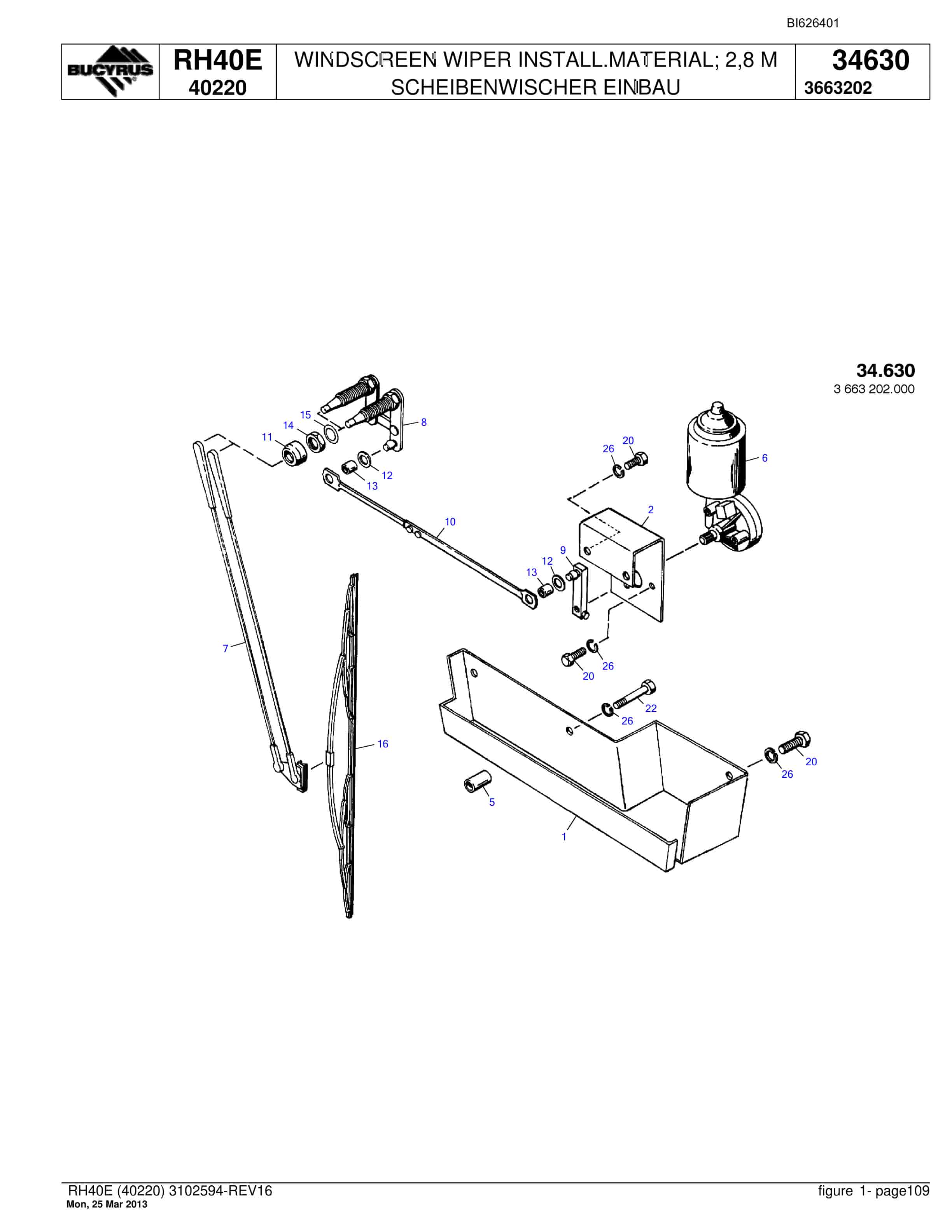 Bucyrus RH40E Hydraulic Excavator Parts Catalog BI626401-5