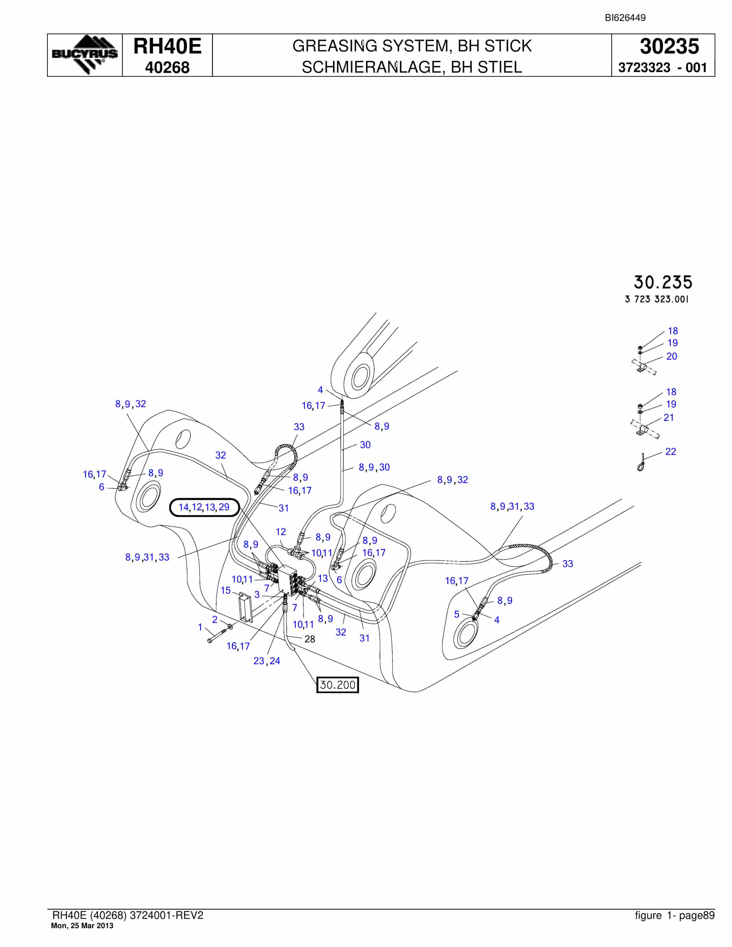 Bucyrus RH40E Hydraulic Excavator Parts Catalog BI626449-4